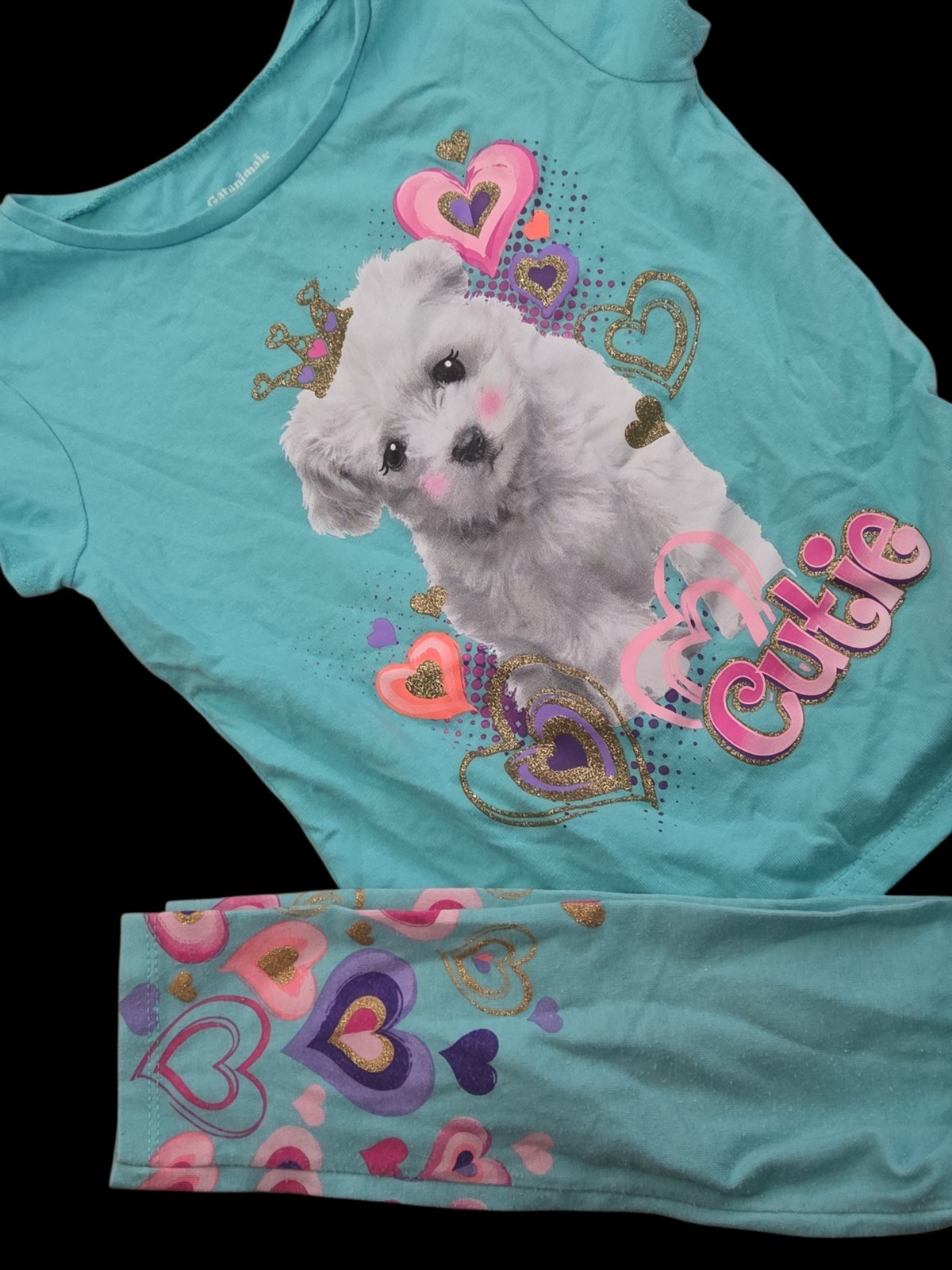 *0942 cutie princess puppy 2pc outfit set Girls 4T