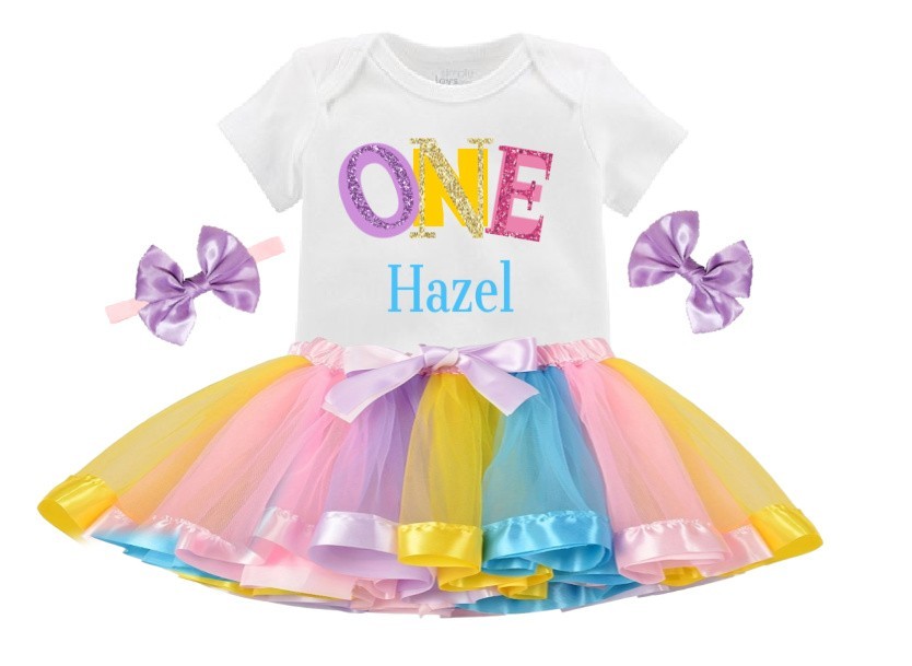 RAINBOW 1ST BIRTHDAY PERSONALIZED BIRTHDAY OUTFIT – ONE BIRTHDAY