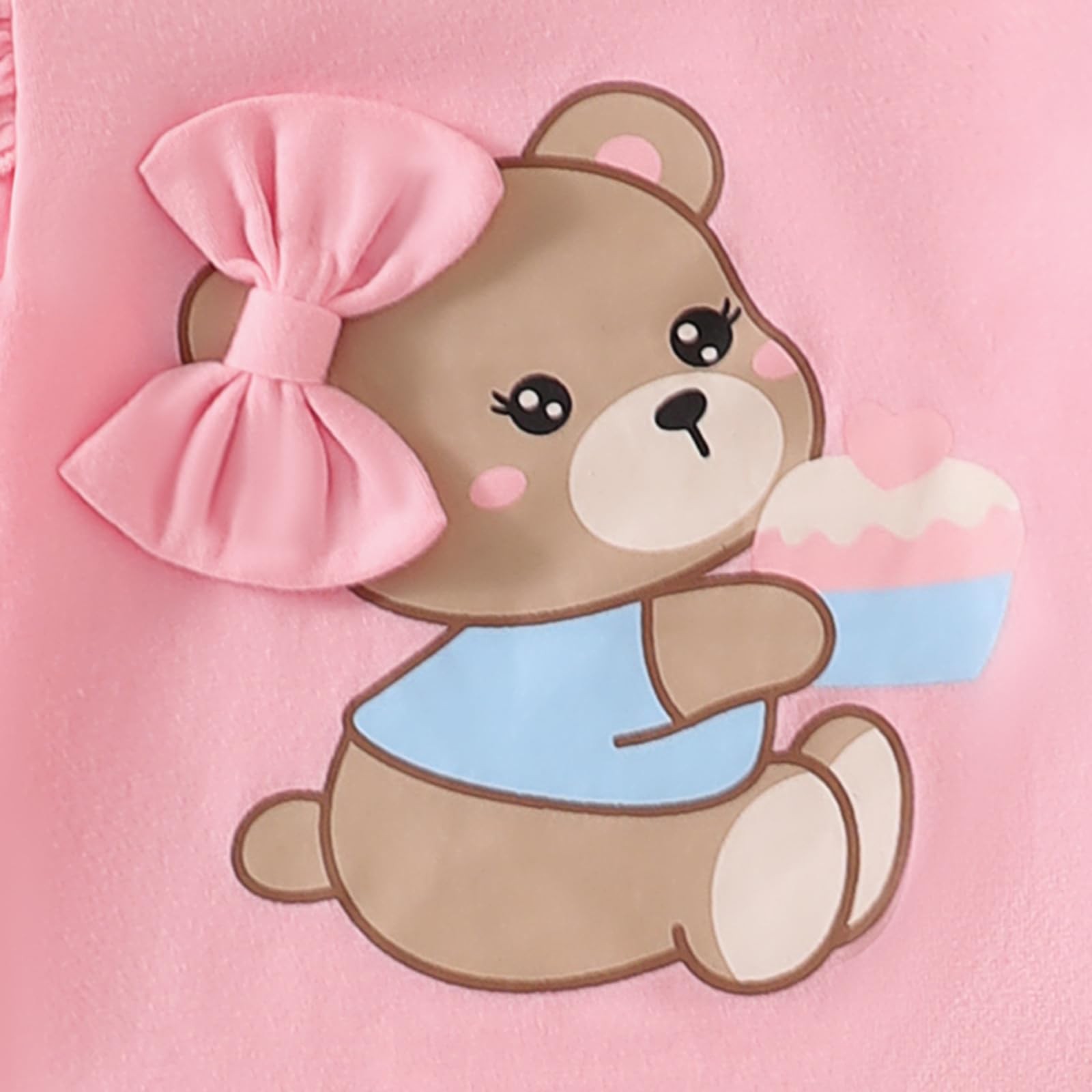 Ursobutegl Newborn Infant Baby Girl Outfits Ruffle Bear Long 0-3 Months, Pink