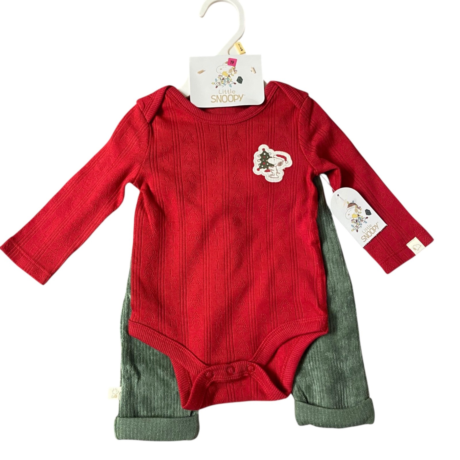 Little Snoopy Baby Peanuts Christmas 2-Piece Bodysuit and Pants Set 3-6M NEW