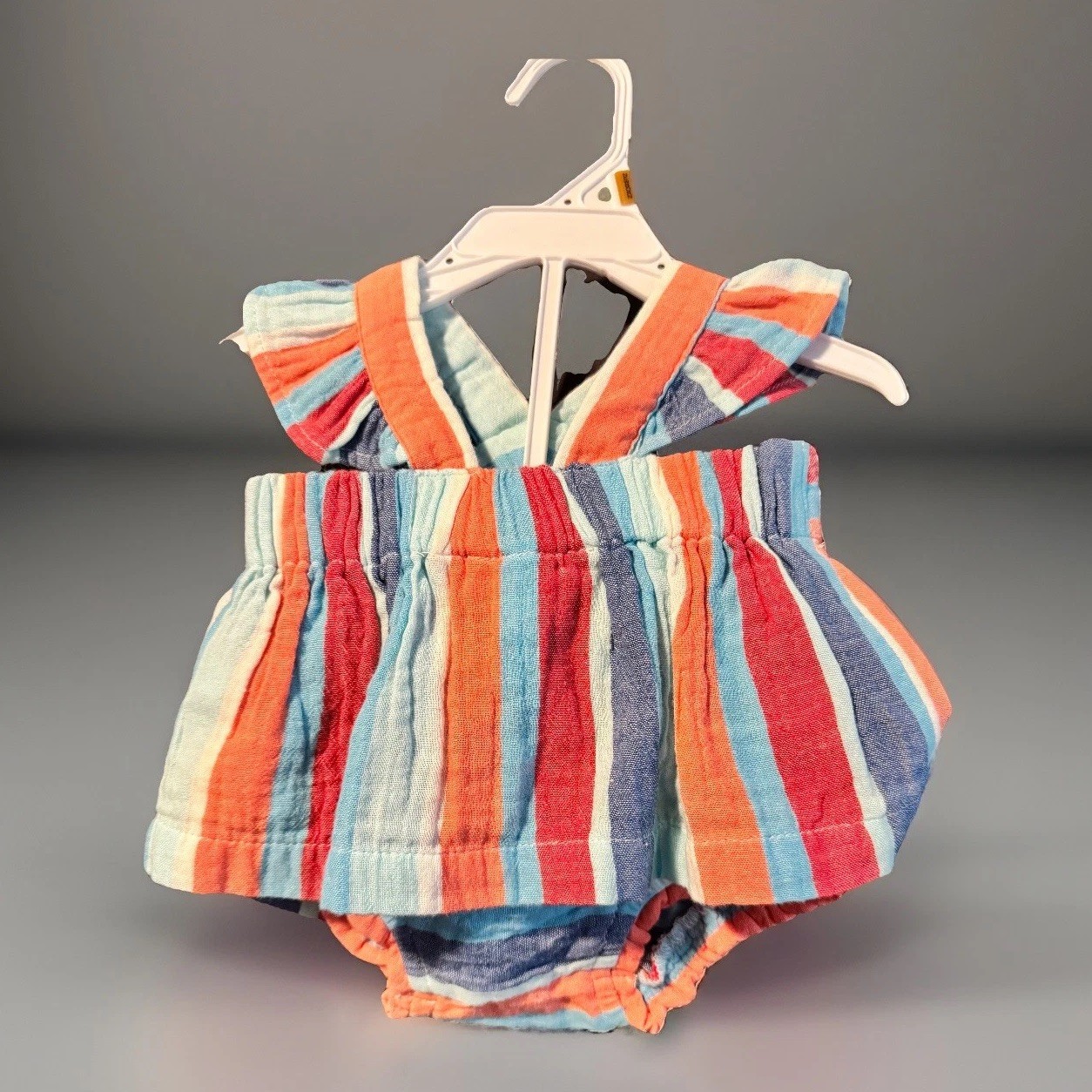 Cat & Jack Newborn Baby Girl 2PC Outfit Set Striped Flutter Sleeve Bloomer New