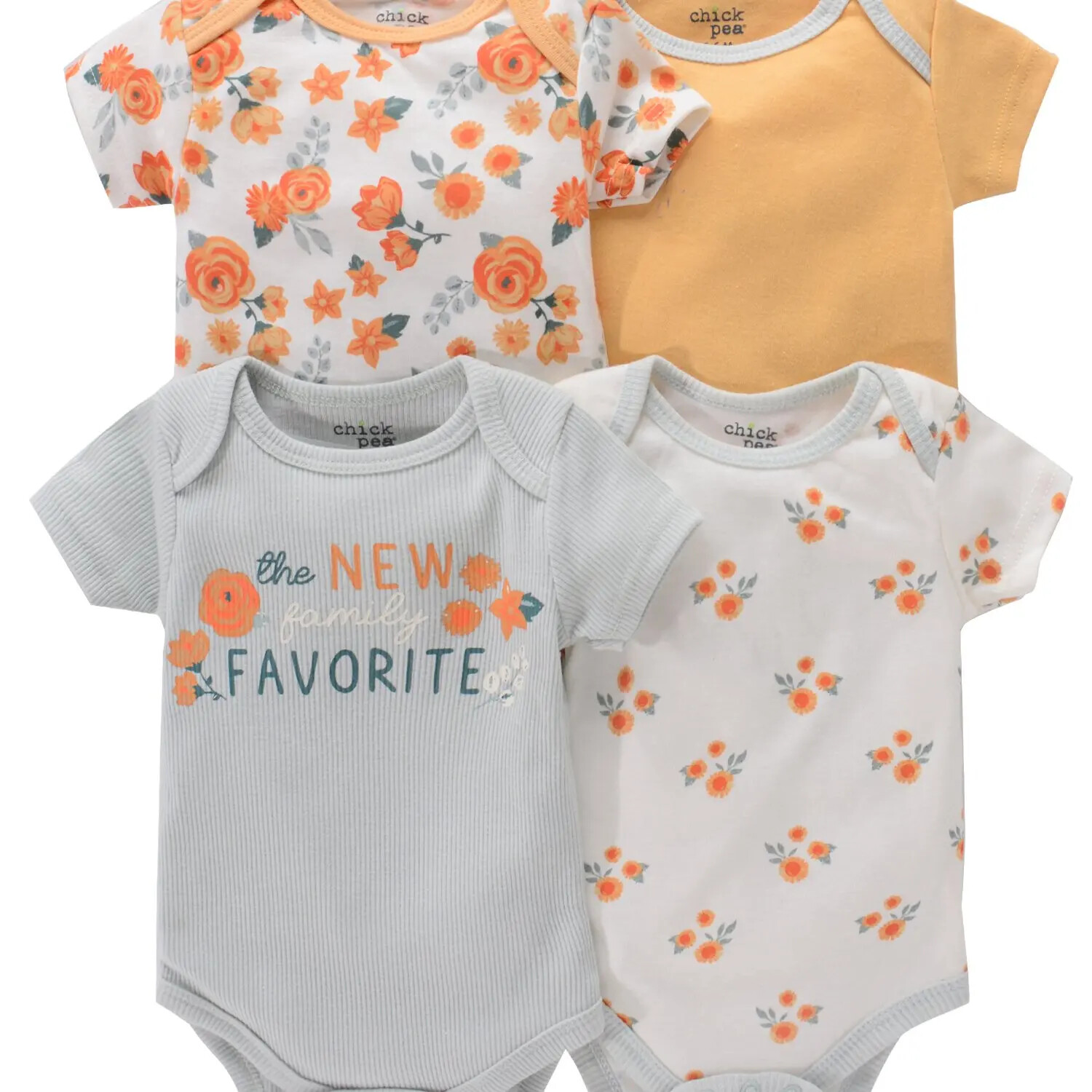 4PCS Newborn Infant Romper Short Sleeve Round Neck Animal Flowers Print