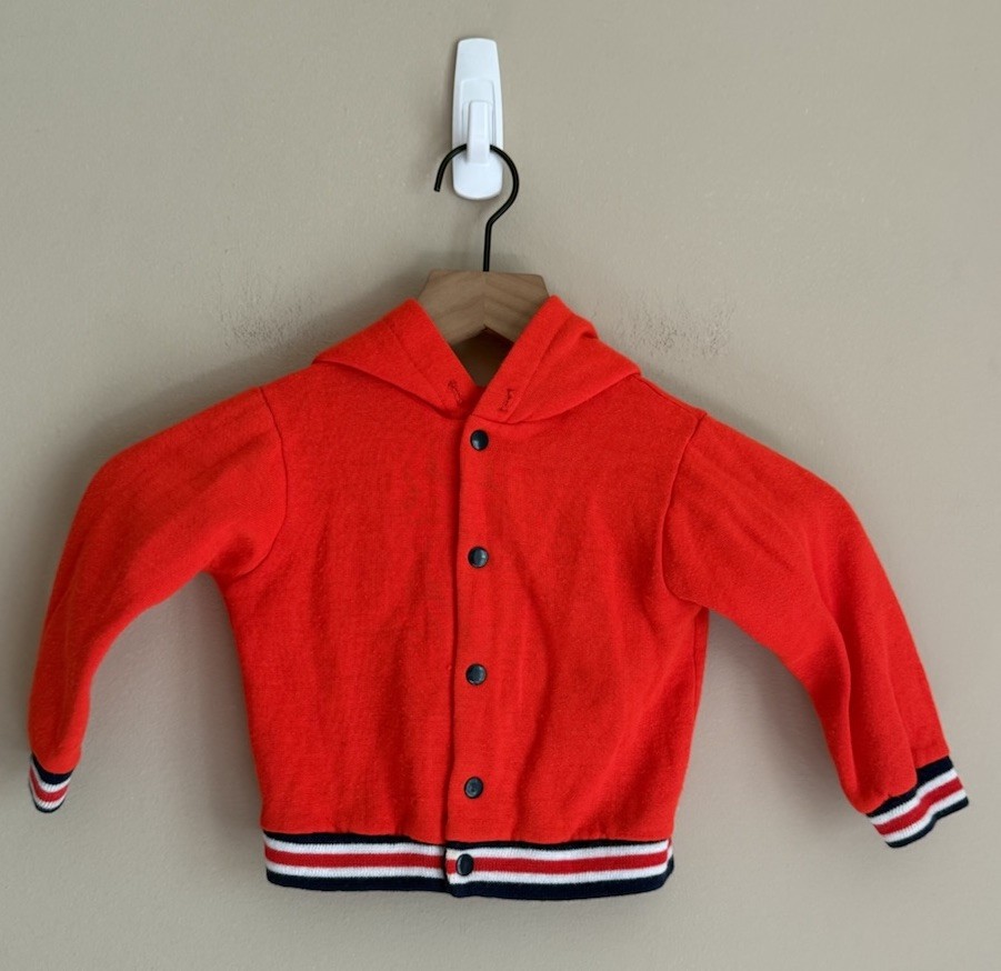 Vintage Toddler Sweat Suit Hoodie Pants Snap Size 2T 3T 1970s 1980s Red Vtg