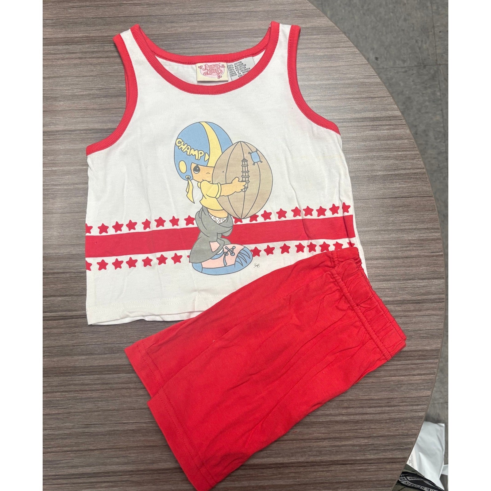 Vintage Precious Moments Football Tank & Shorts Set Retro 4T