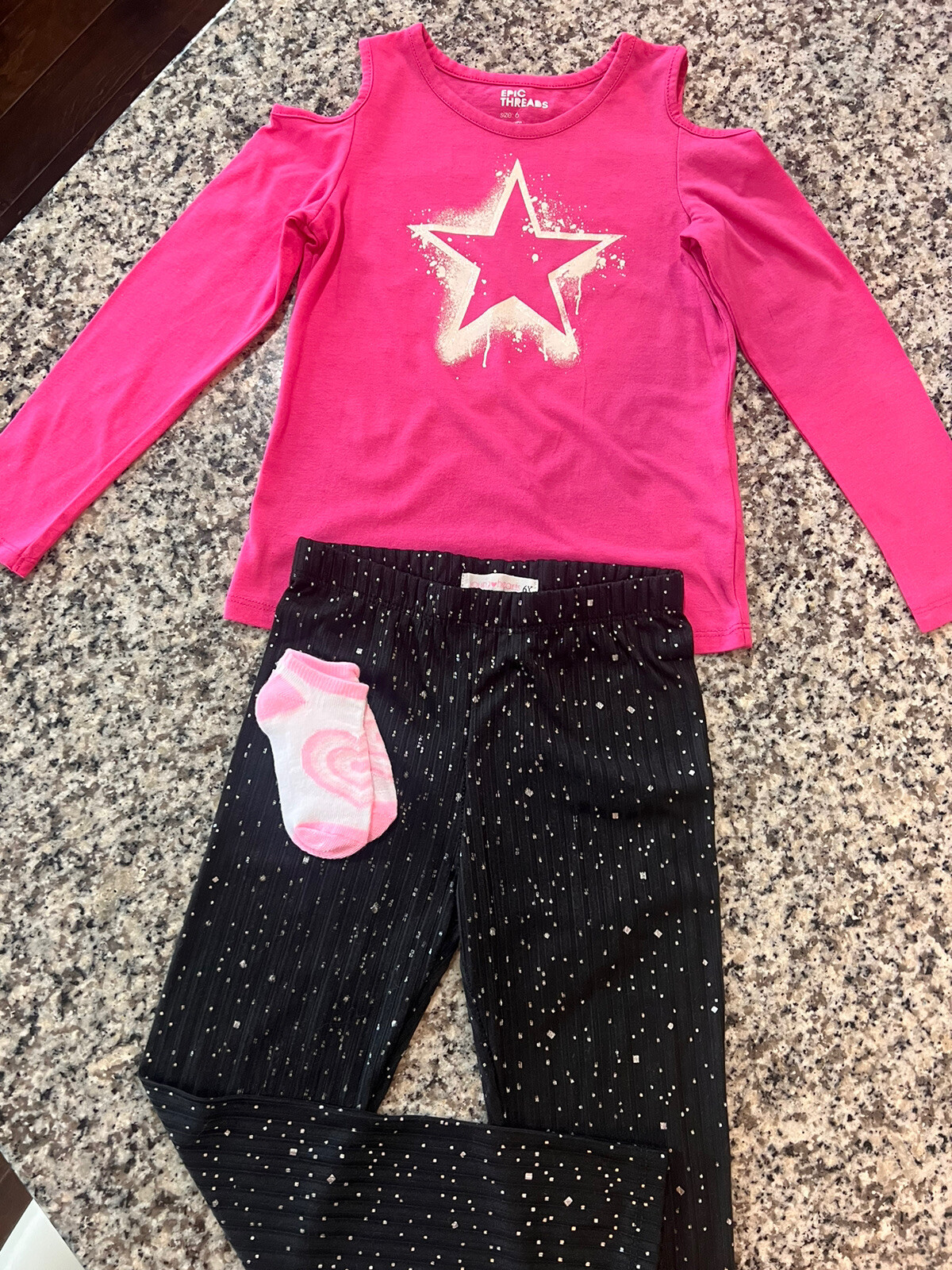 Epic Threads Girls Hot Pink Casual Stitch Fix Set w/ socks Sz 6X Fast Shipping!