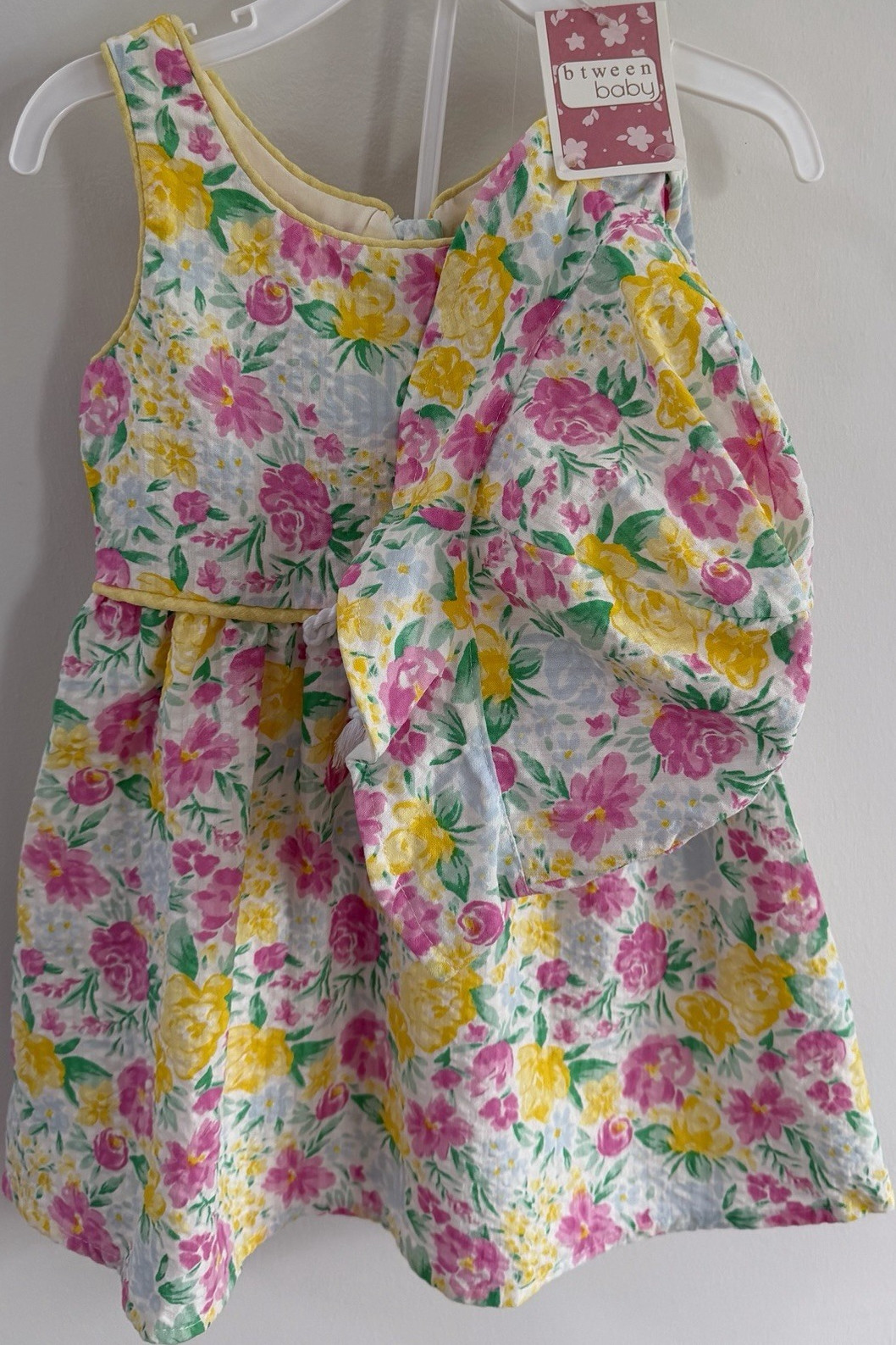 btween baby Girls 3 Piece Multicolor Floral Dress Hat Bloomers Set Sleeveless