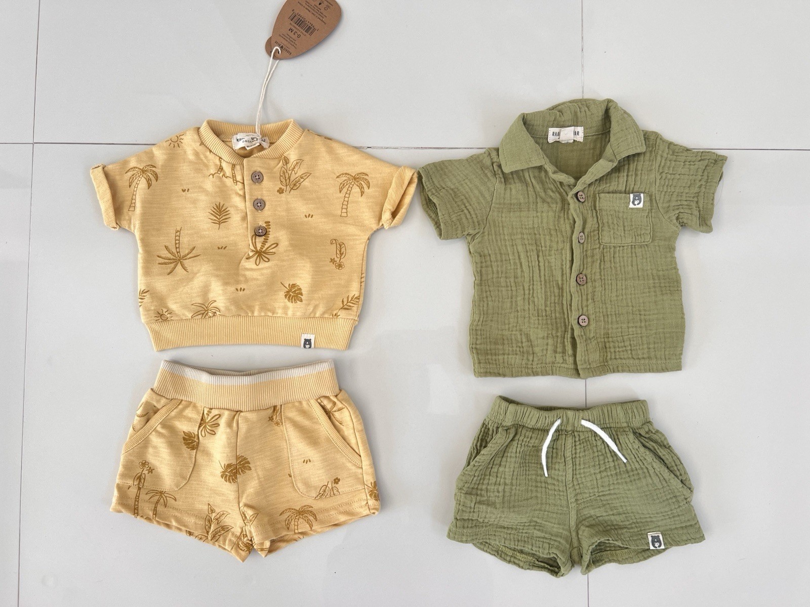 Rabbit Bear Organic Set of 4 Piece Outfit Sets Baby Boy NEW Designer 0-3 Boho
