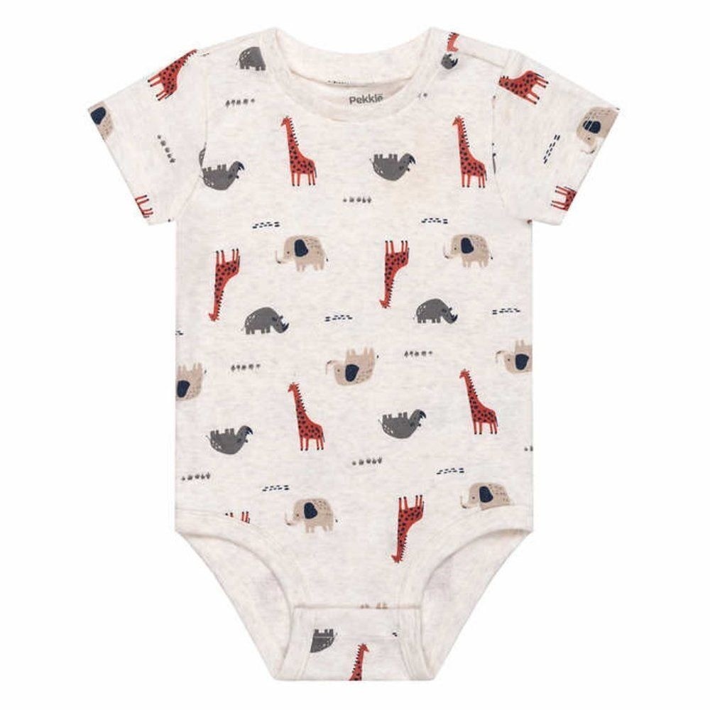 Pekkle Baby Boy 4piece Layette Set 3M 2 Bodysuit 2 pants Safari Animal Print New