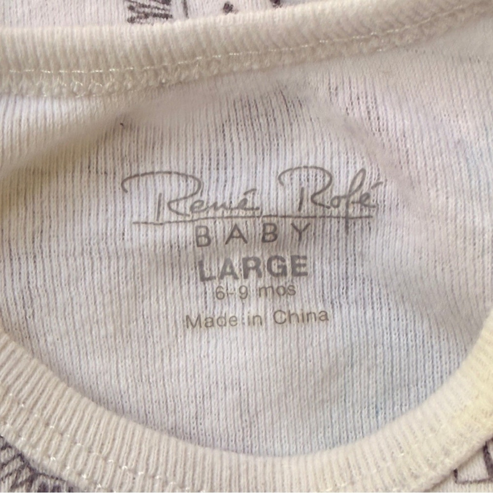 🐊 Rene Rofe baby White Bodysuit Zoo Animal Lion Rhino Elephant L 6-9M