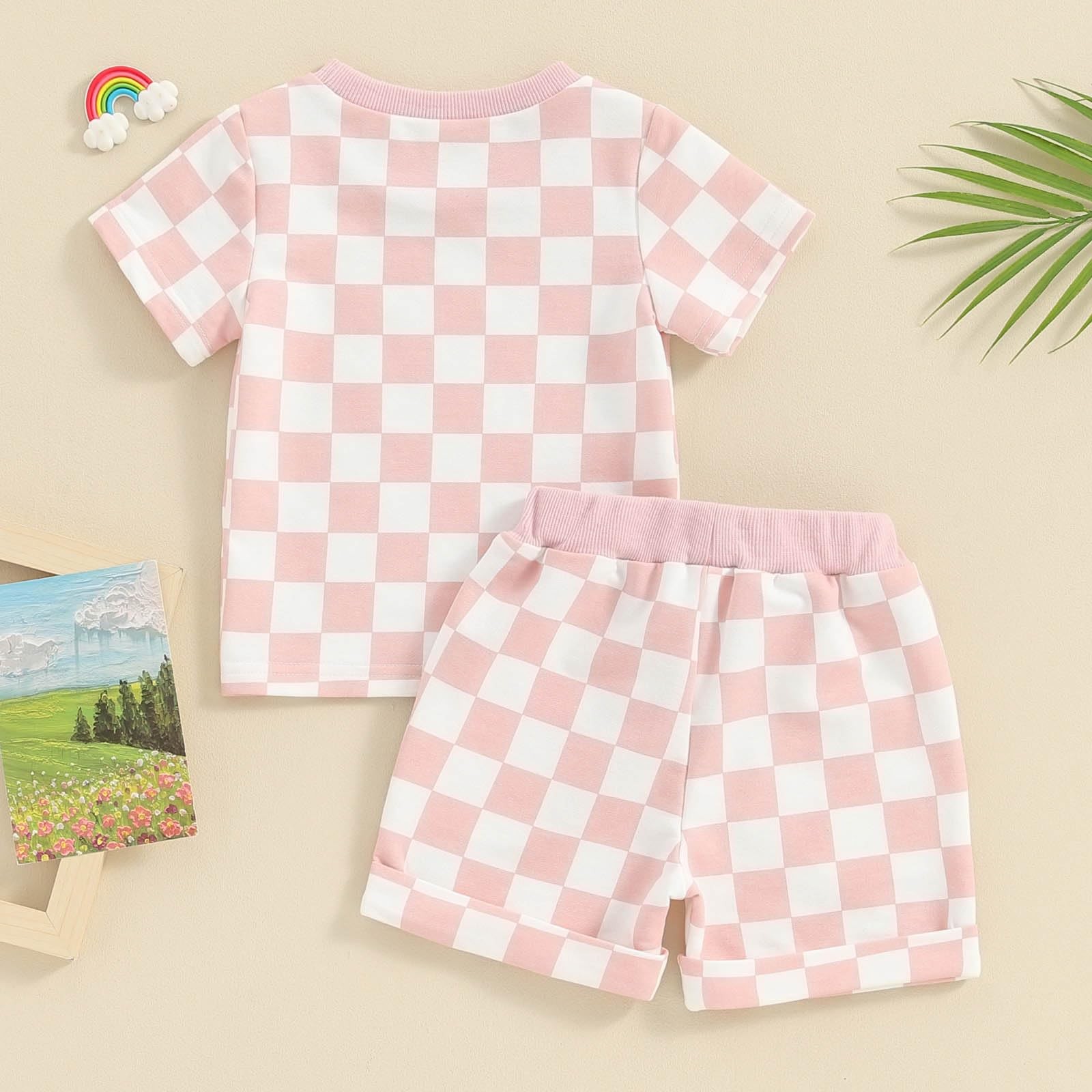 Toddler Baby Girl Outfit Newborn Girl Summer Clothes Short Sleeve T Shirt Che…