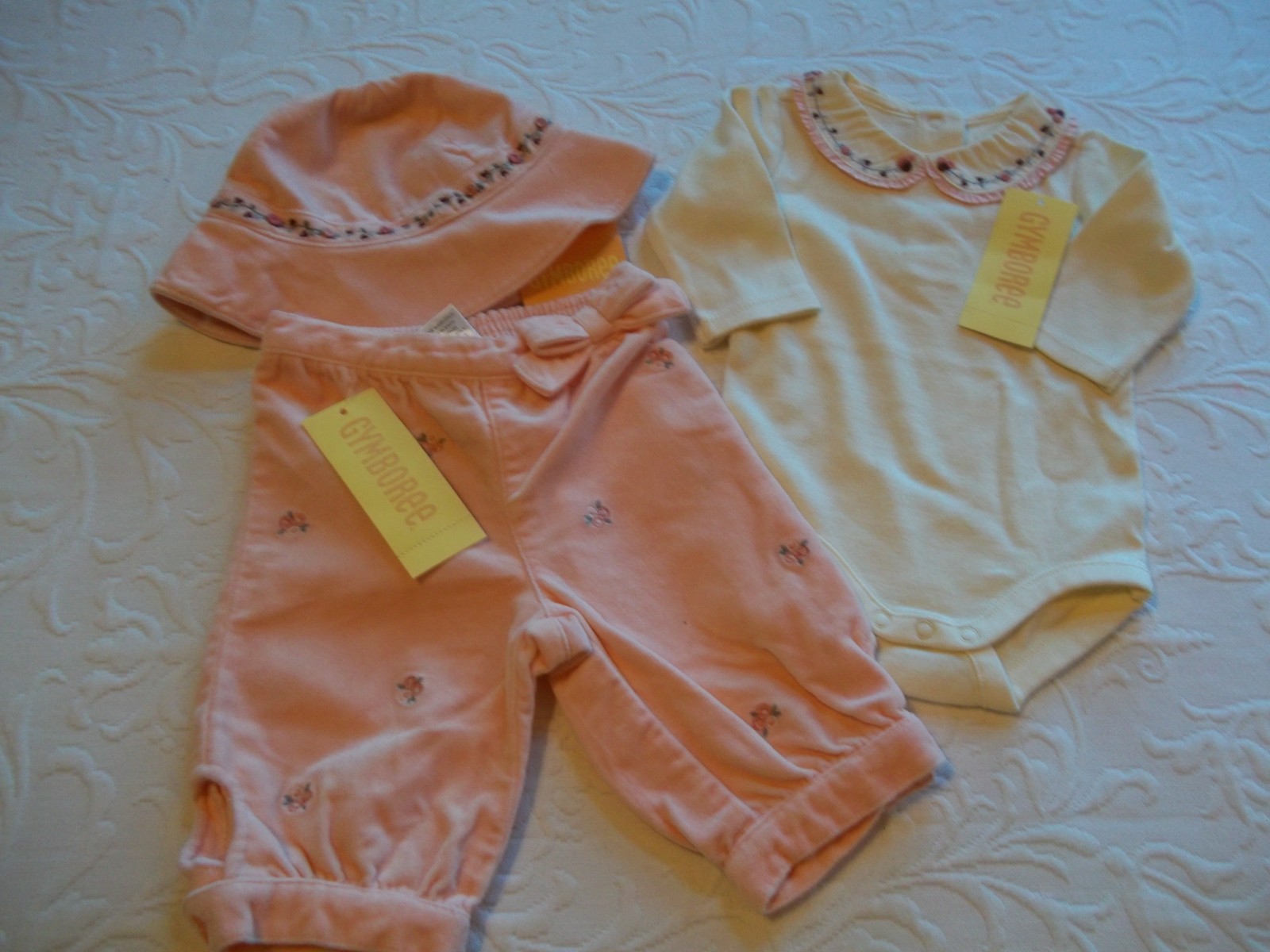 Vtg Gymboree Holiday Friend Rosebud Easter bodysuit pants hat 3-6 NWT