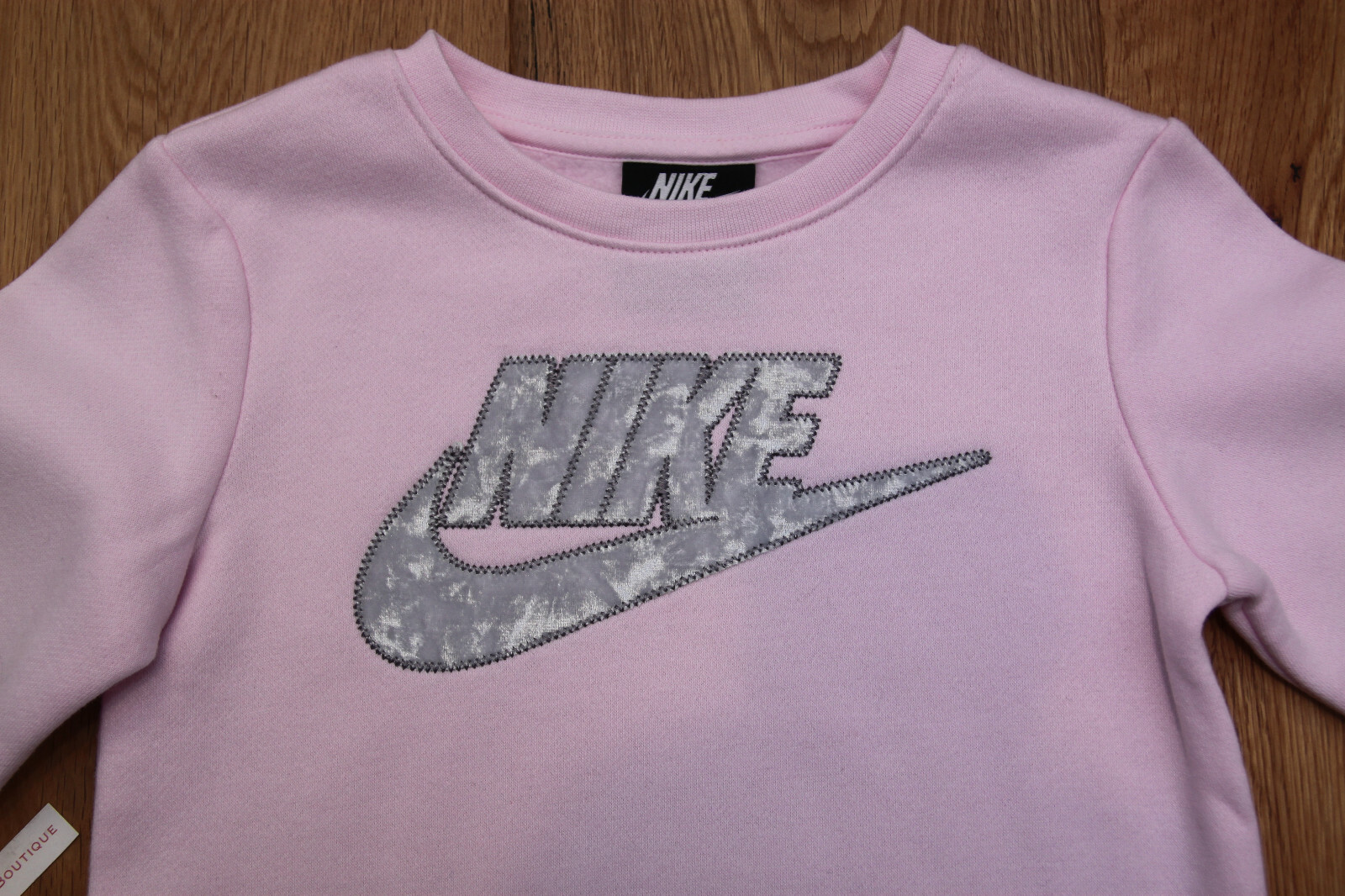 Nike Baby Girl Sweatshirt & Crushed Velour Legging Set ~ Pink & Silver ~ 9M ~