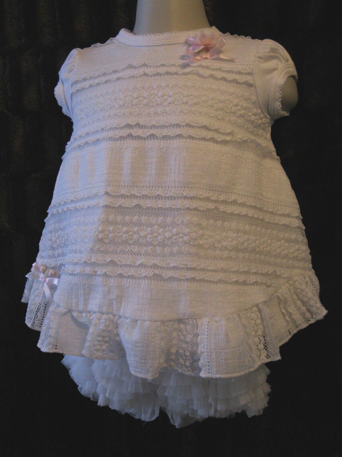 Baby Girl Baby Biscotti Easter 9M 12-16lbs. 2pc White lace Tulle Bloomers EUC!