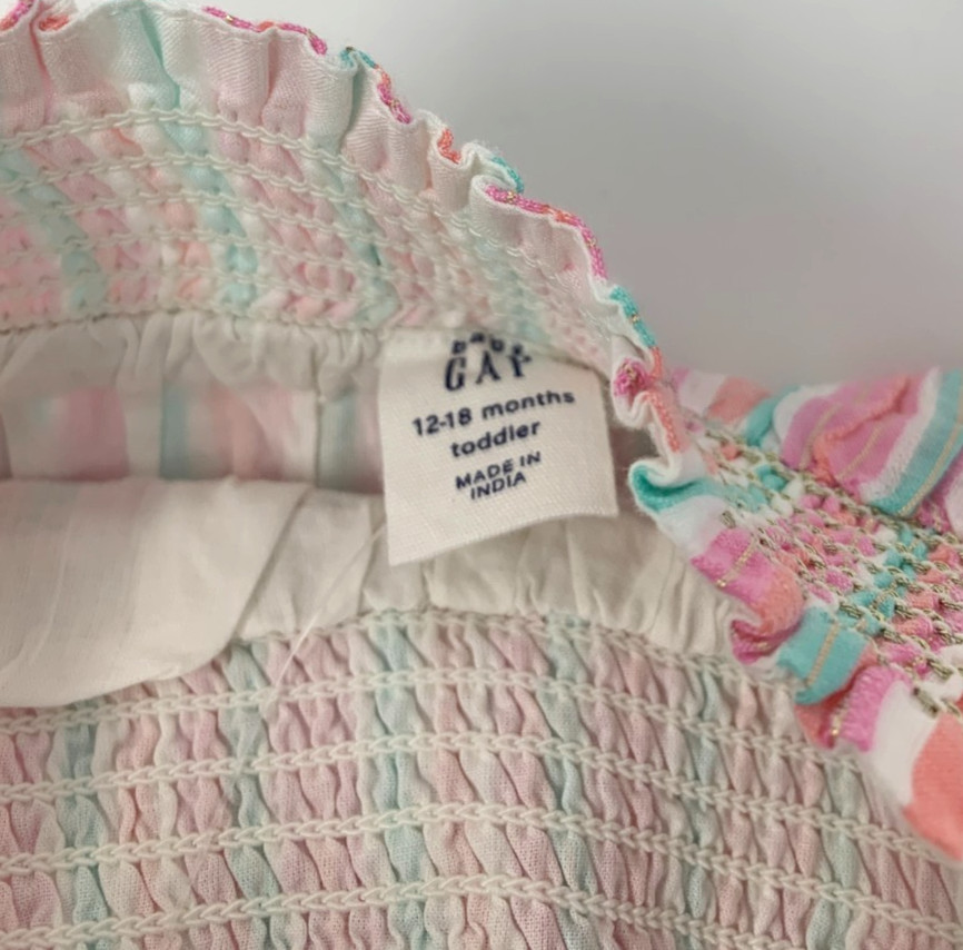 NWT Baby Gap Girls 12-18 White Ribbed Ruffle Tank and Pink Metallic Shorts Set