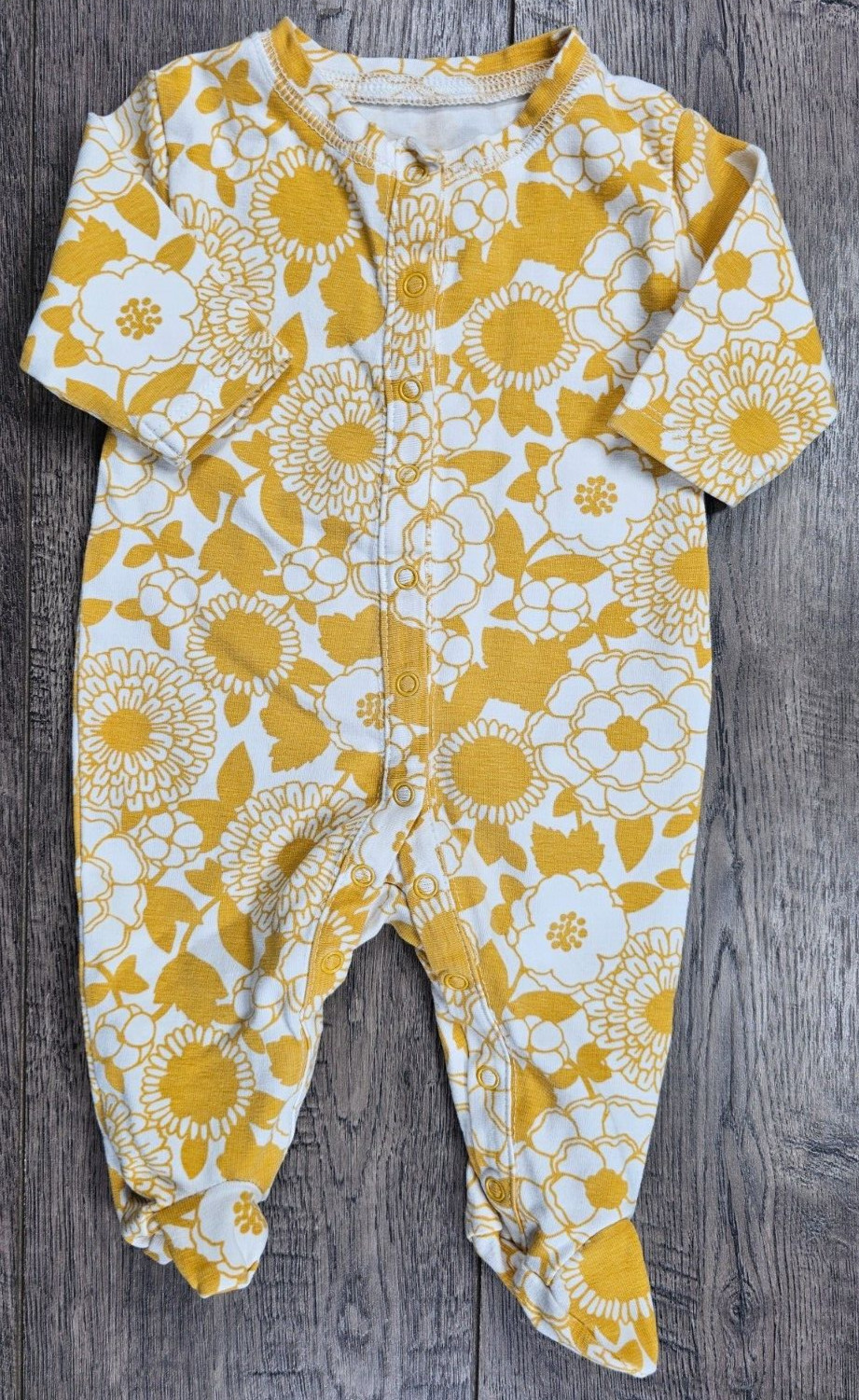 Baby Girl Clothes Ever Ever Preemie Mustard Yellow Floral Footed Outfit