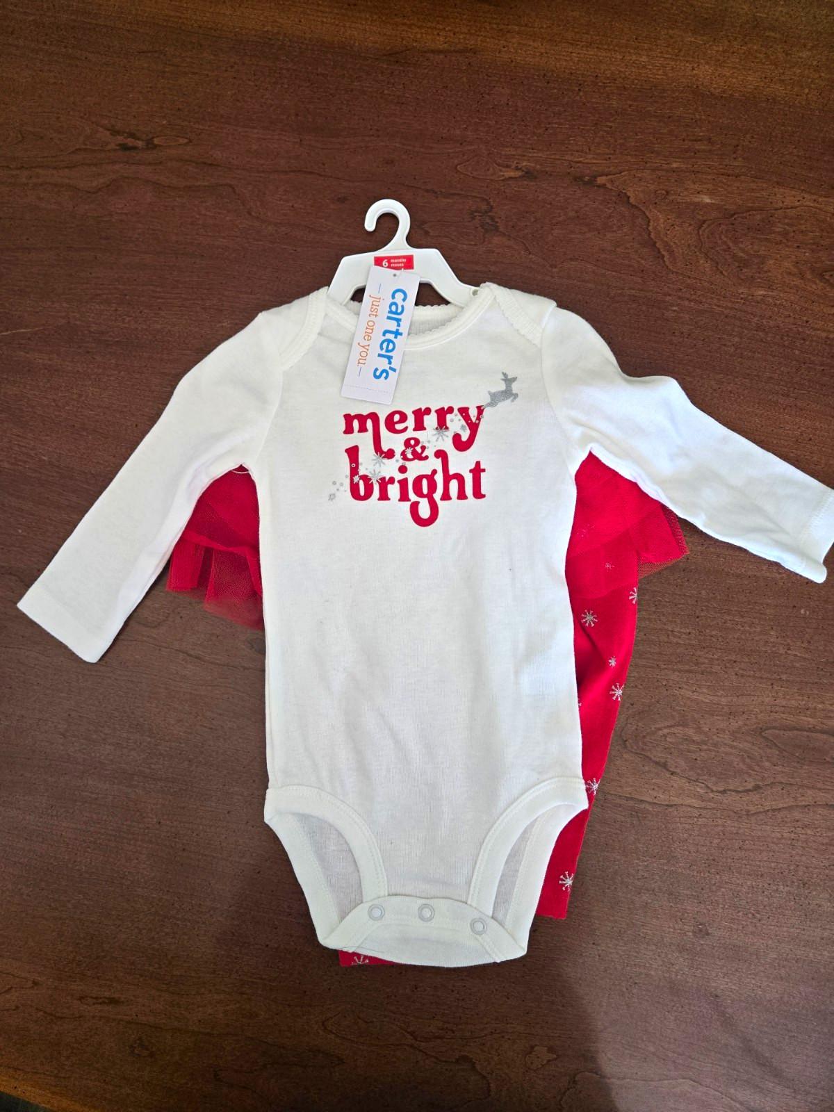6 Month Carter’s Girls 2-Piece Christmas Bodysuit & Tulle Snowflake Pants