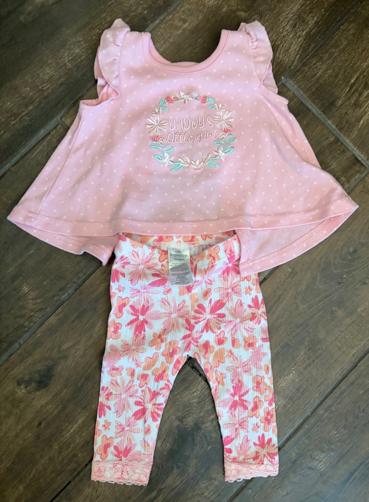NEW NWT Little Beginnings girls 3-6 months 2 piece beautiful floral set outfit