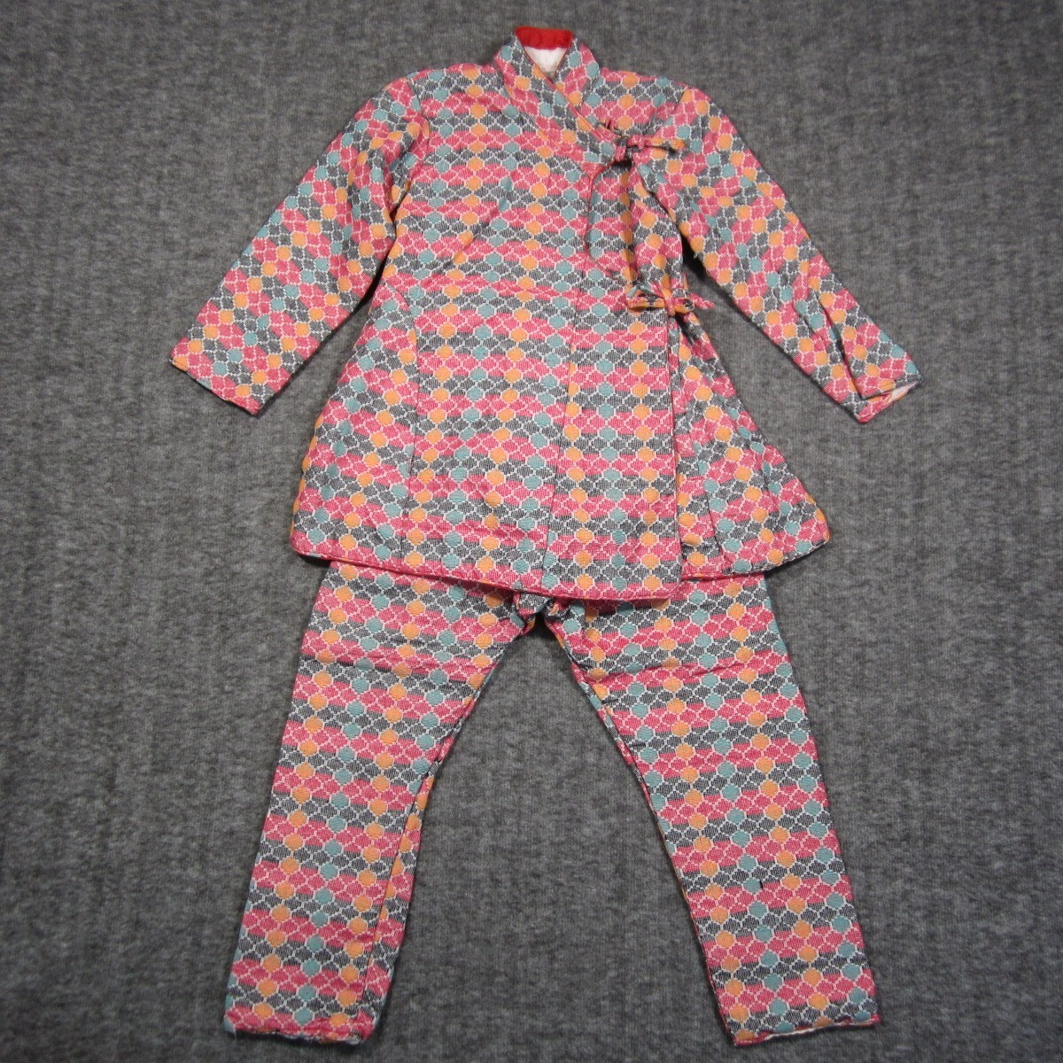 Handmade Nepali Dhaka Daura Surwal Suruwal Kids OS Wrap Front Tie Cotton Lined