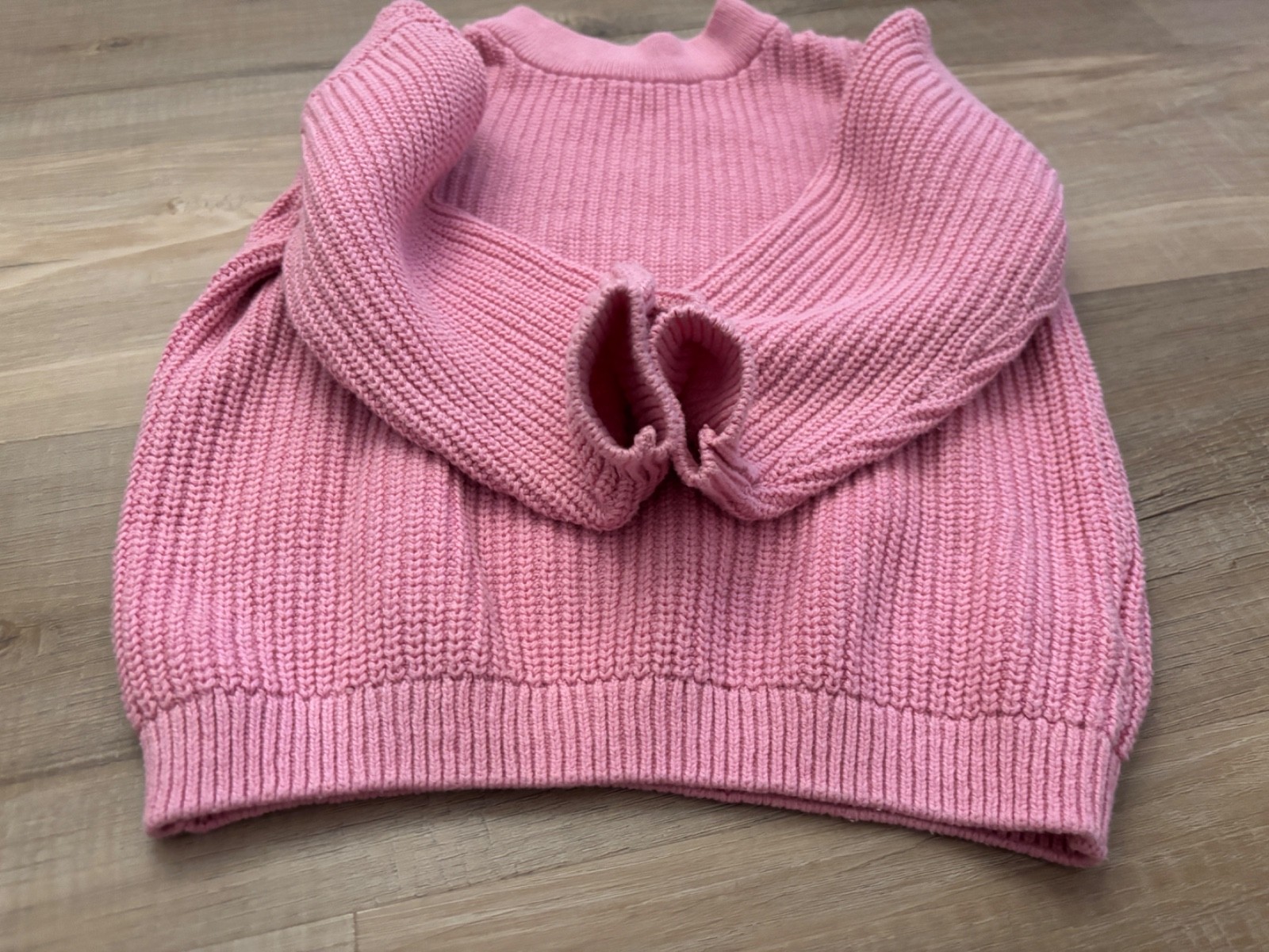 H&M 2 Piece Knit Set Pink 4T Kids Toddler Ribbed Sweater Drawstring Jogger Pants