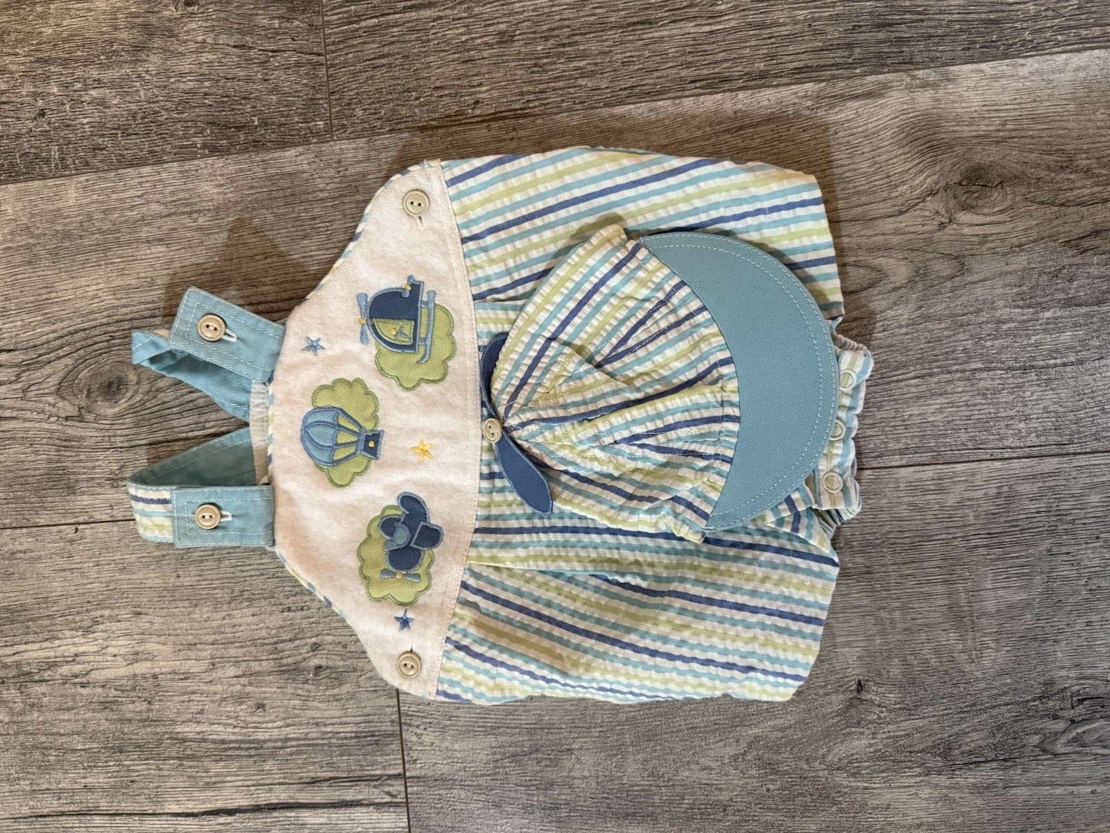 Brandless 90’s Vintage Baby Boys Outfit With Hat 3/6 Mo