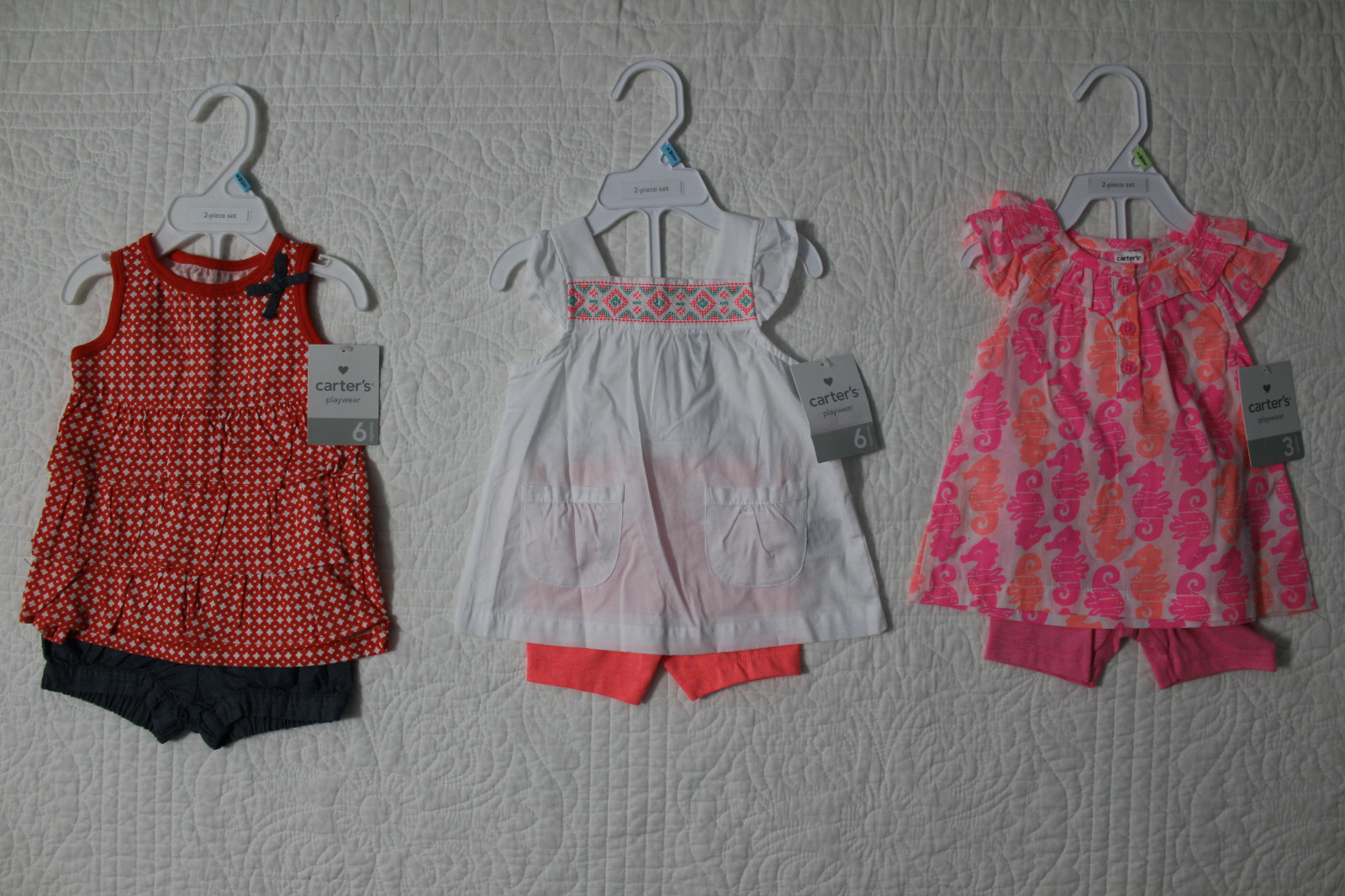 NEW CARTERS GIRLS 2 PIECE SET SHIRT & SHORTS OUTFIT VARIOUS STYLES & SIZES