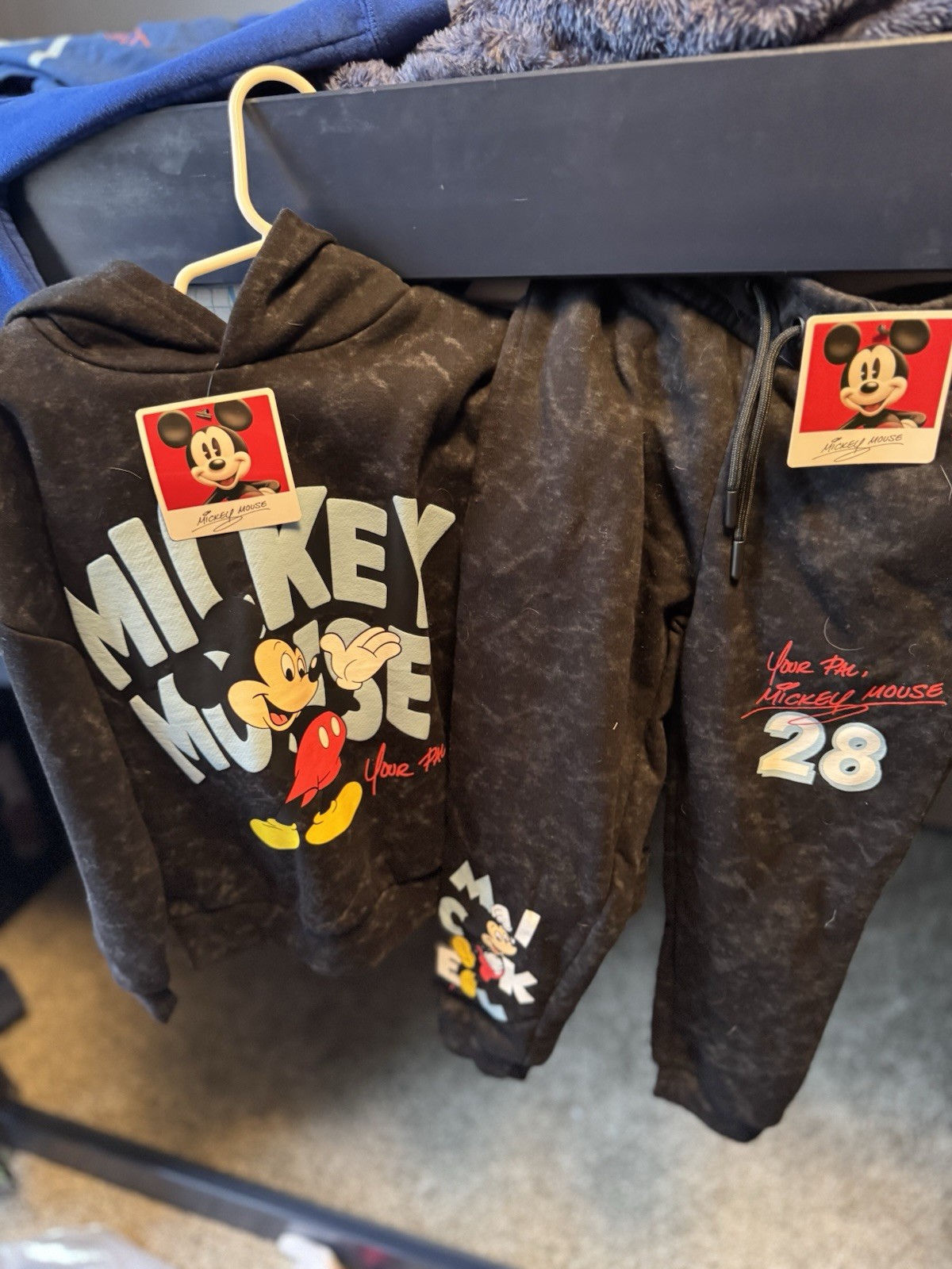Disney Mickey Mouse 2T 2pc Fleece Hoodie & Pants Set Black Long Sleeve Hooded