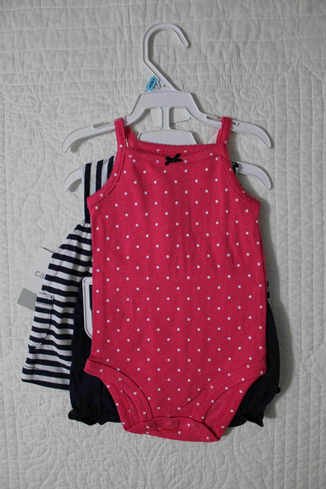 NEW CARTERS BABY GIRLS 3 PIECE OUTFIT SET SHIRT BODYSUIT SHORTS VARIOUS STYLES
