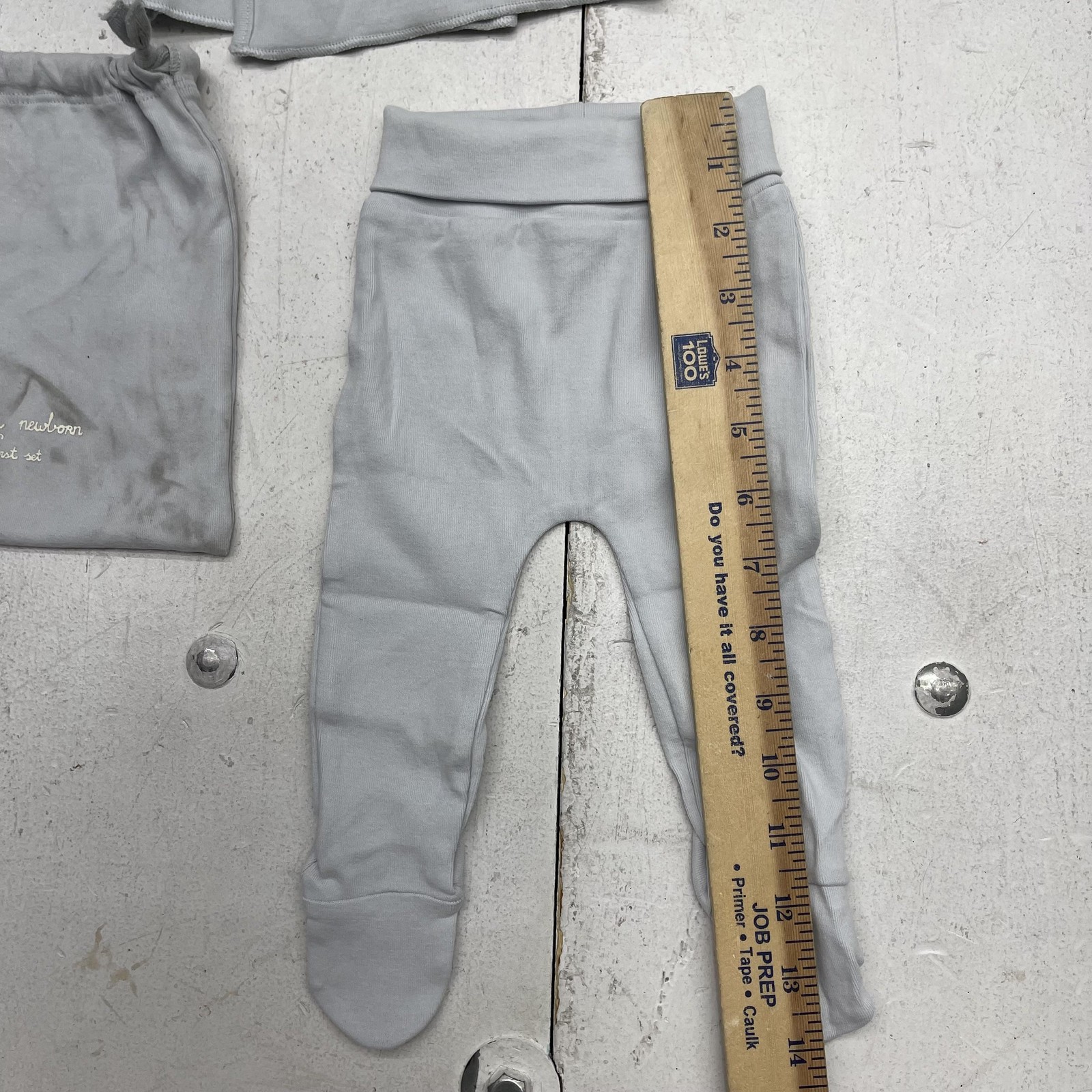Zara Newborn Outfit Set Baby Girls 0-3M Gray Wrap Shirt Footed Pants Hat 4 Piece