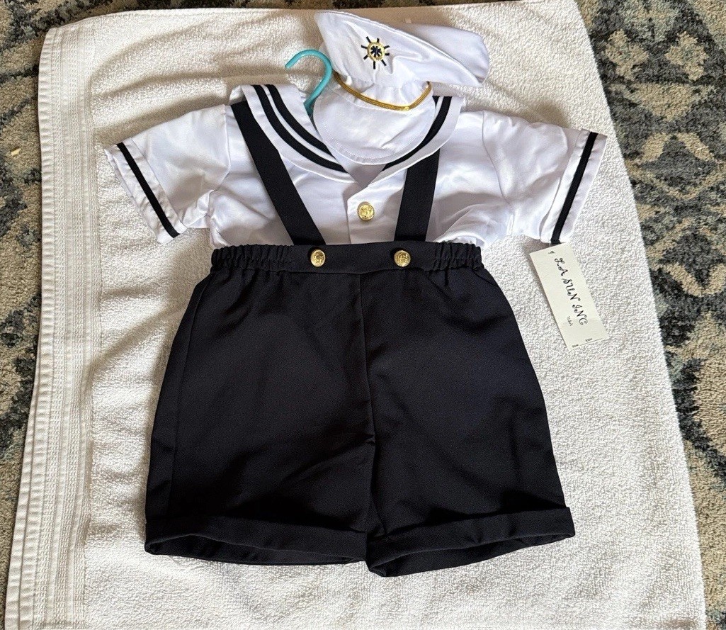 Navy Kids Matching Set – White and Black