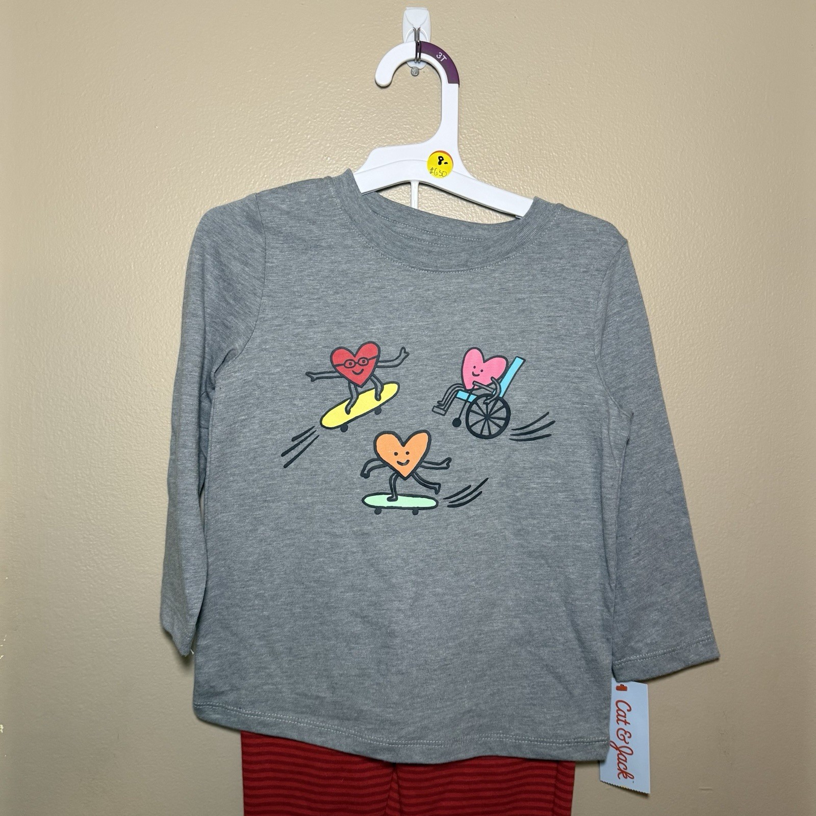 3T Cat & Jack Toddler Boys Valentine’s Day Hearts Top & Jogger Pants