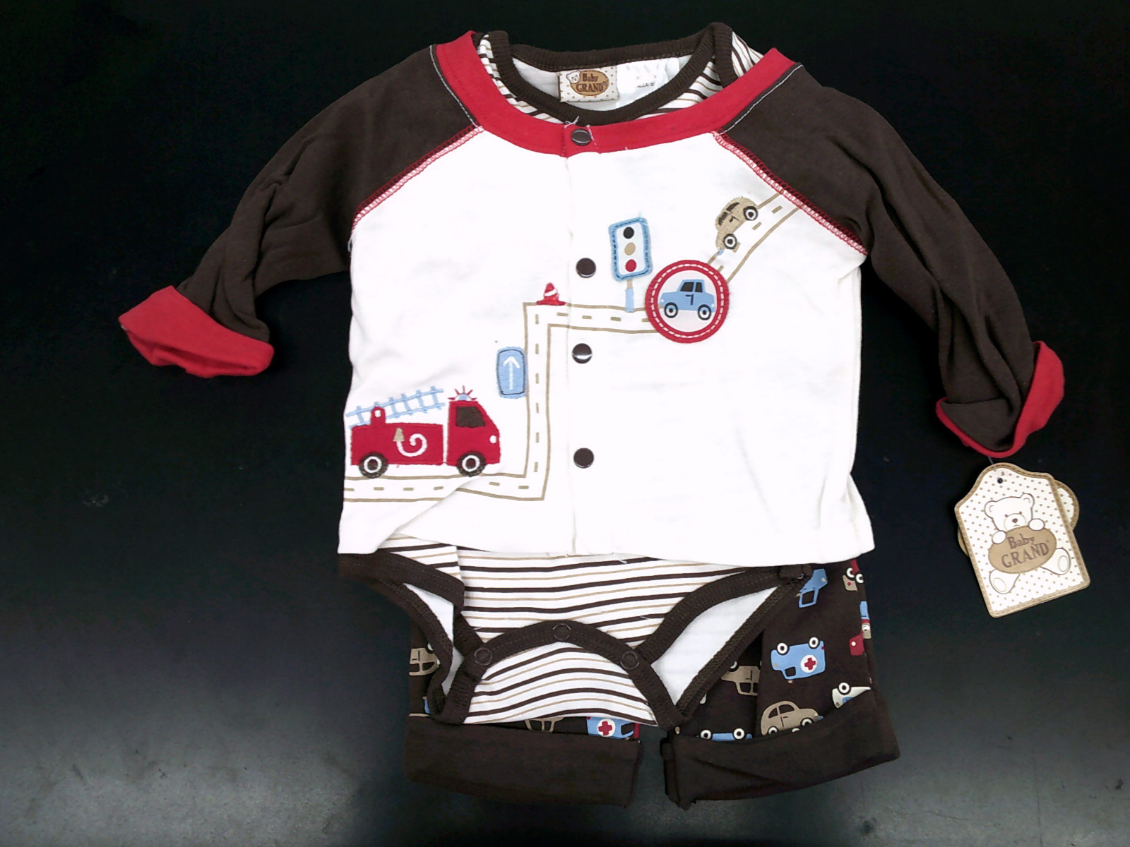 Infant Boys Baby Grand 3pc Brown Set Size 0/3 Months – 6/9 Months