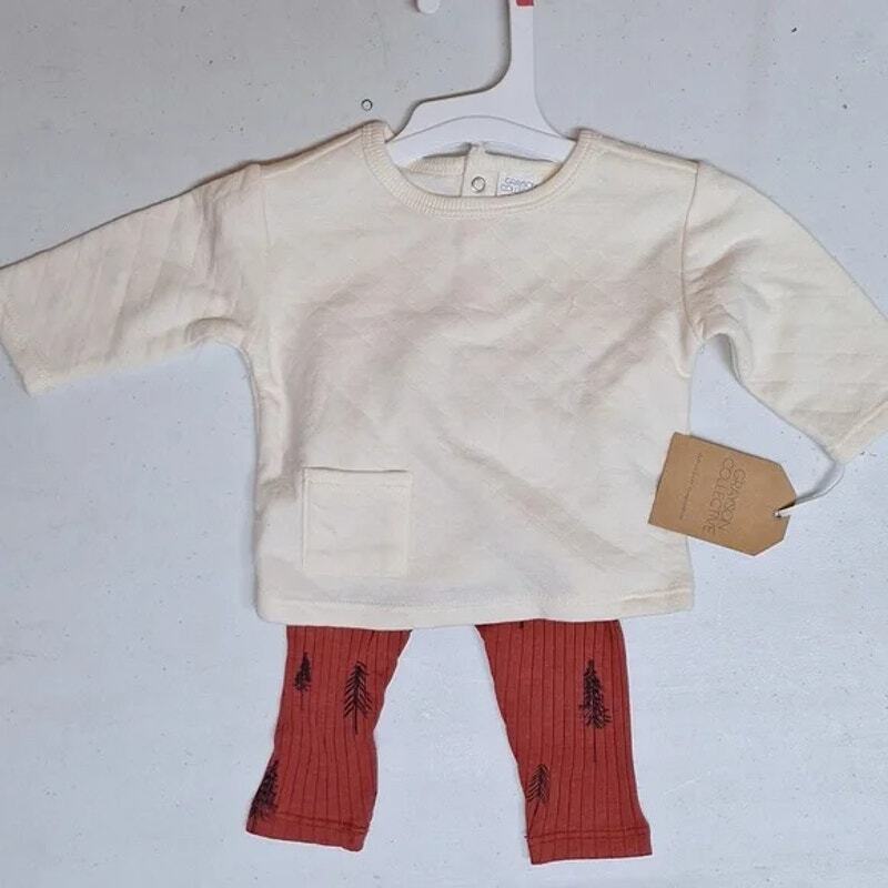 NEW! Baby 2pc Quilted Pullover & Leggings Set, Rust – Boy or Girl Unisex 18 mth