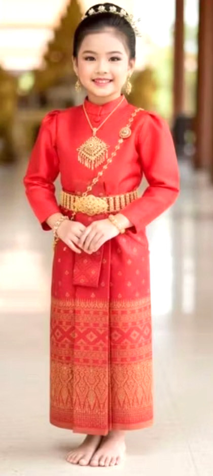 Set of Thai Traditional Kids Girl khmer Thai-lao Thai Vintage Dance