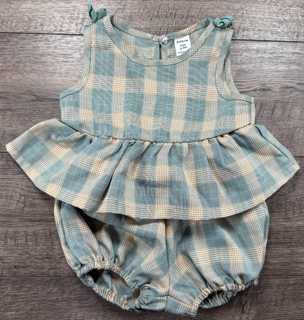 Baby Girl Clothes Shein 6-9 Month 2pc Dressy Blue & Cream Outfit