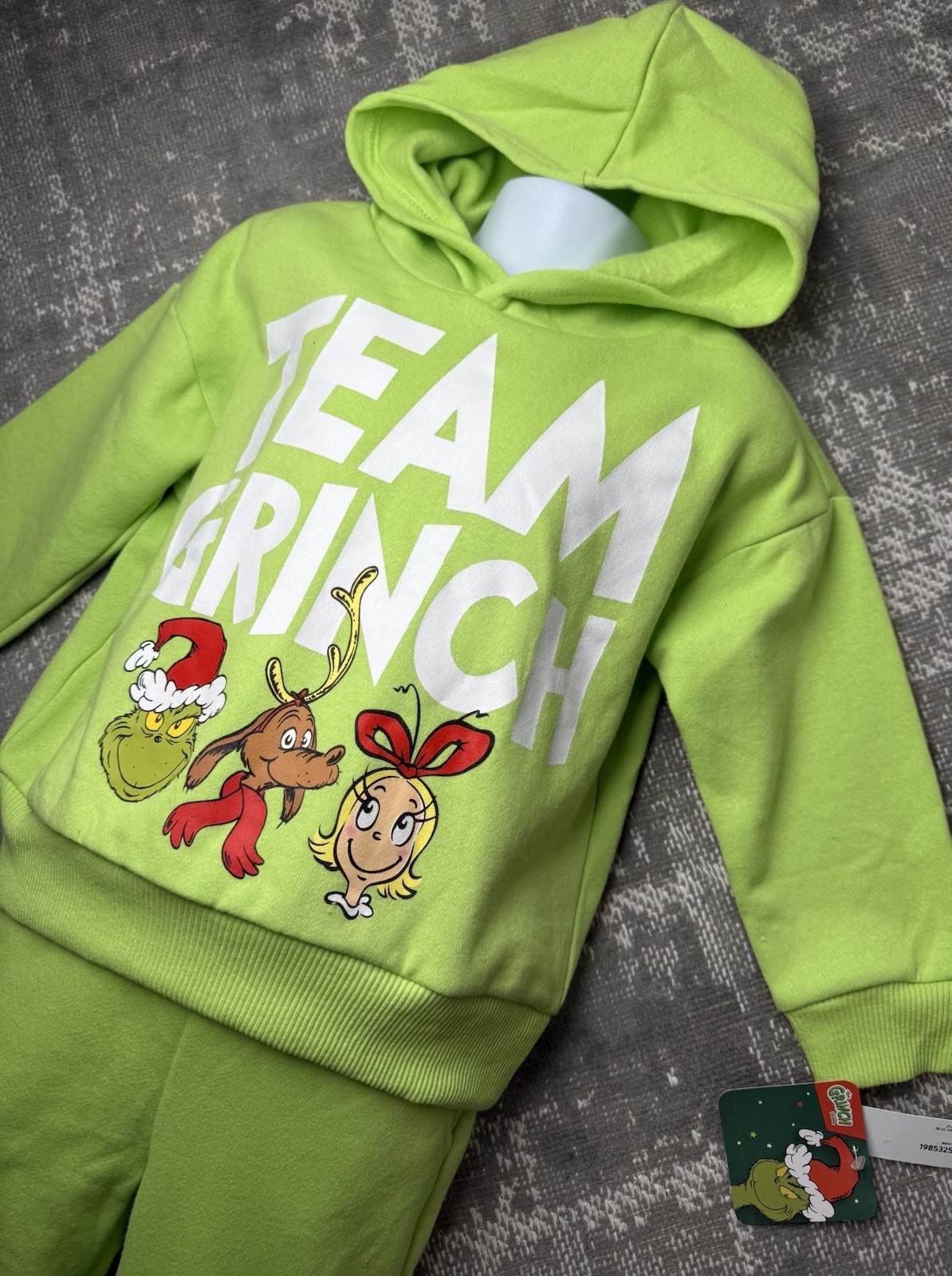 NWT Dr Seuss Grinch Lime Green Fleece Hoodie & Pants 2pc Set Toddler Outfit 3T