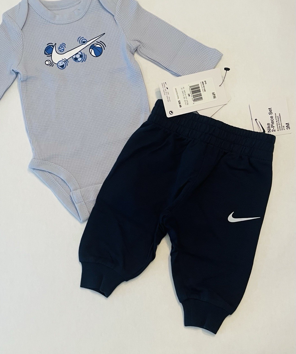 Nike Baby Boy Outfit 3 Months Pants Long Sleeve Bodysuit 2 PC Set Cute New