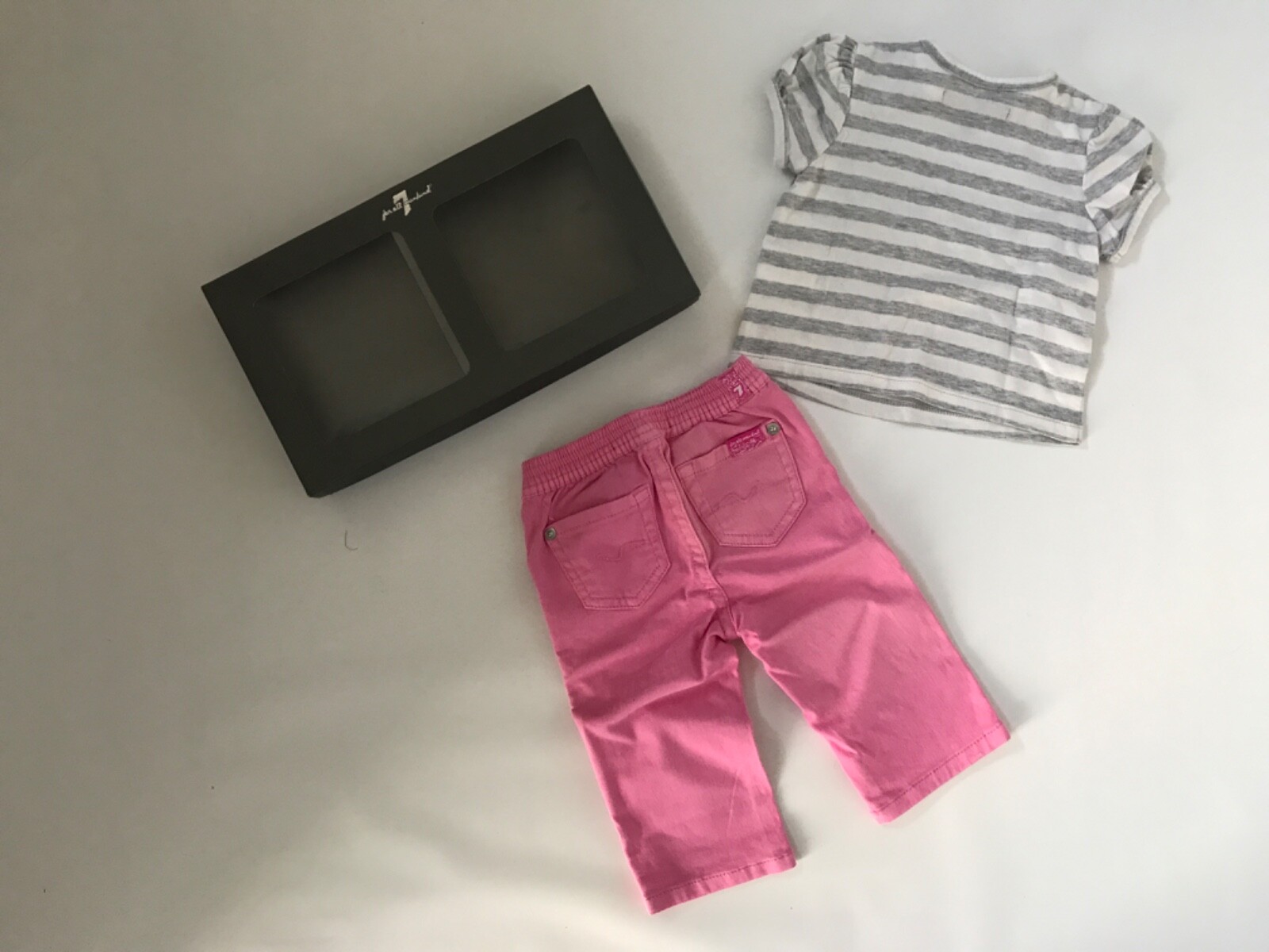 7 FOR ALL MANKIND 2 pc Outfit SET TOP & PINK JEANS Girls Size 3 – 6 Months NEW