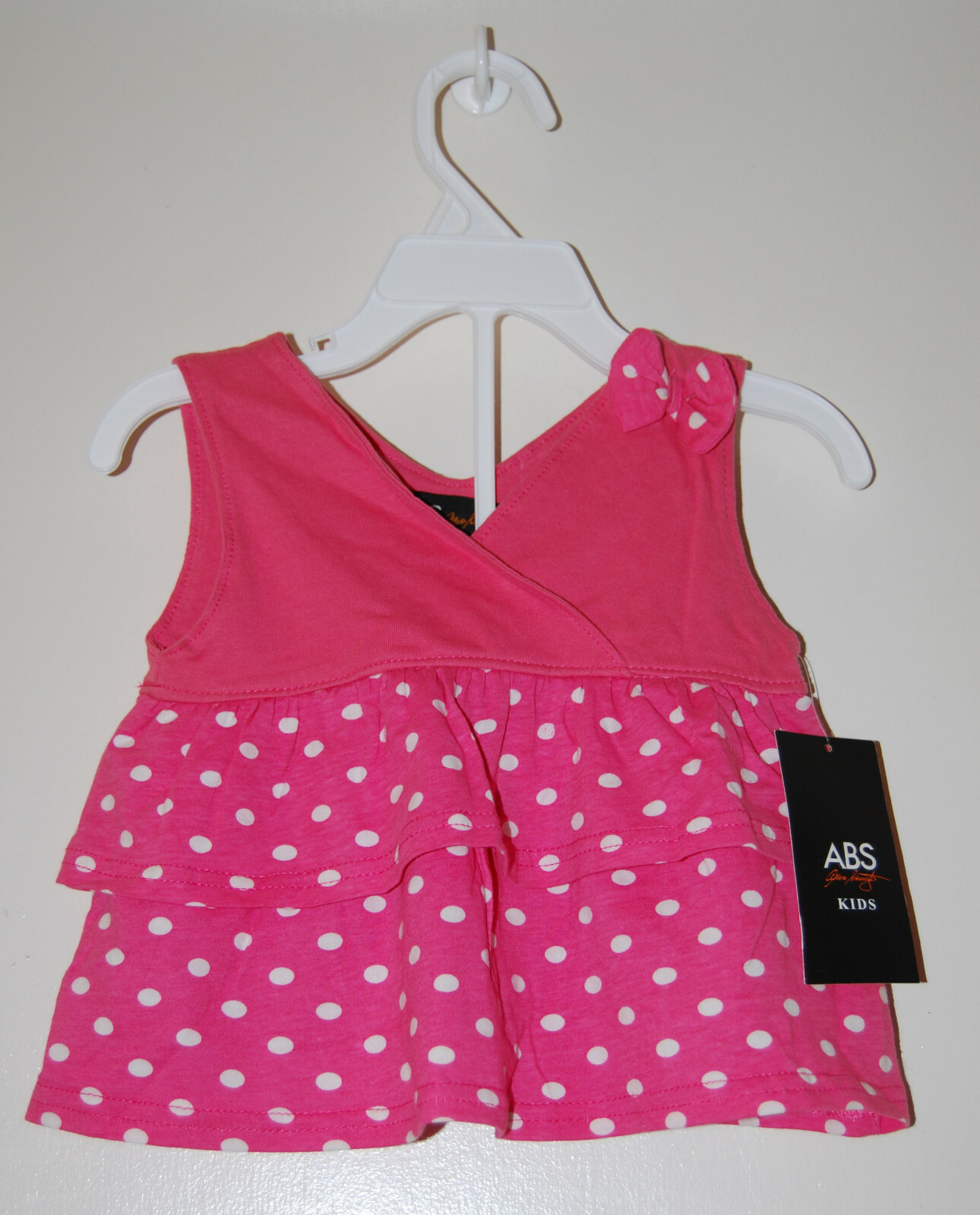 NWT ABS Allen Schwartz Infant Girls Pink Polka Dot Ruffled Top & Shorts Set 24M