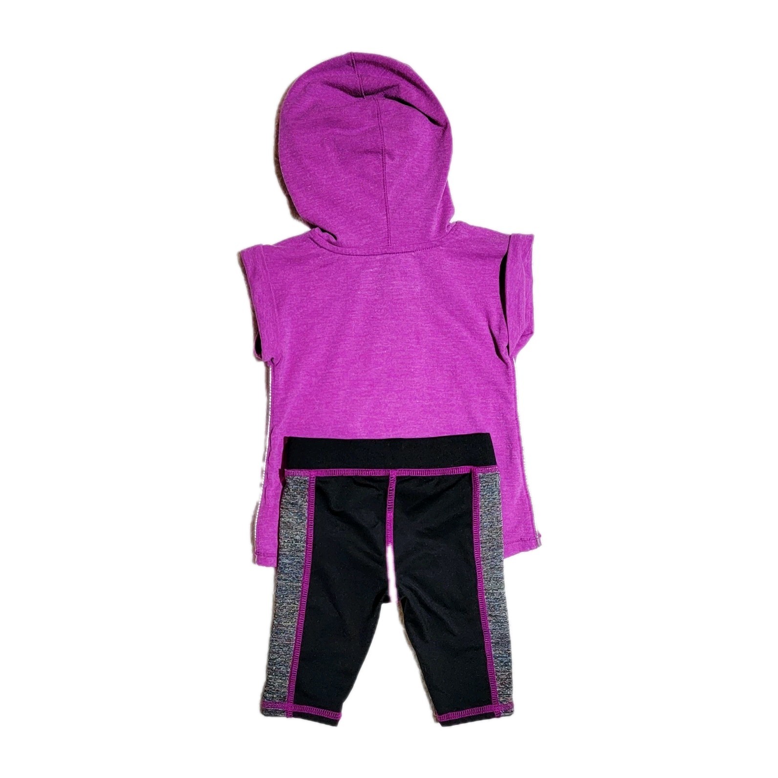 Cat& Jack 12-18m Girl’s Athleisure Outfit Croped Pants Cuffed Hooded Magenta Top