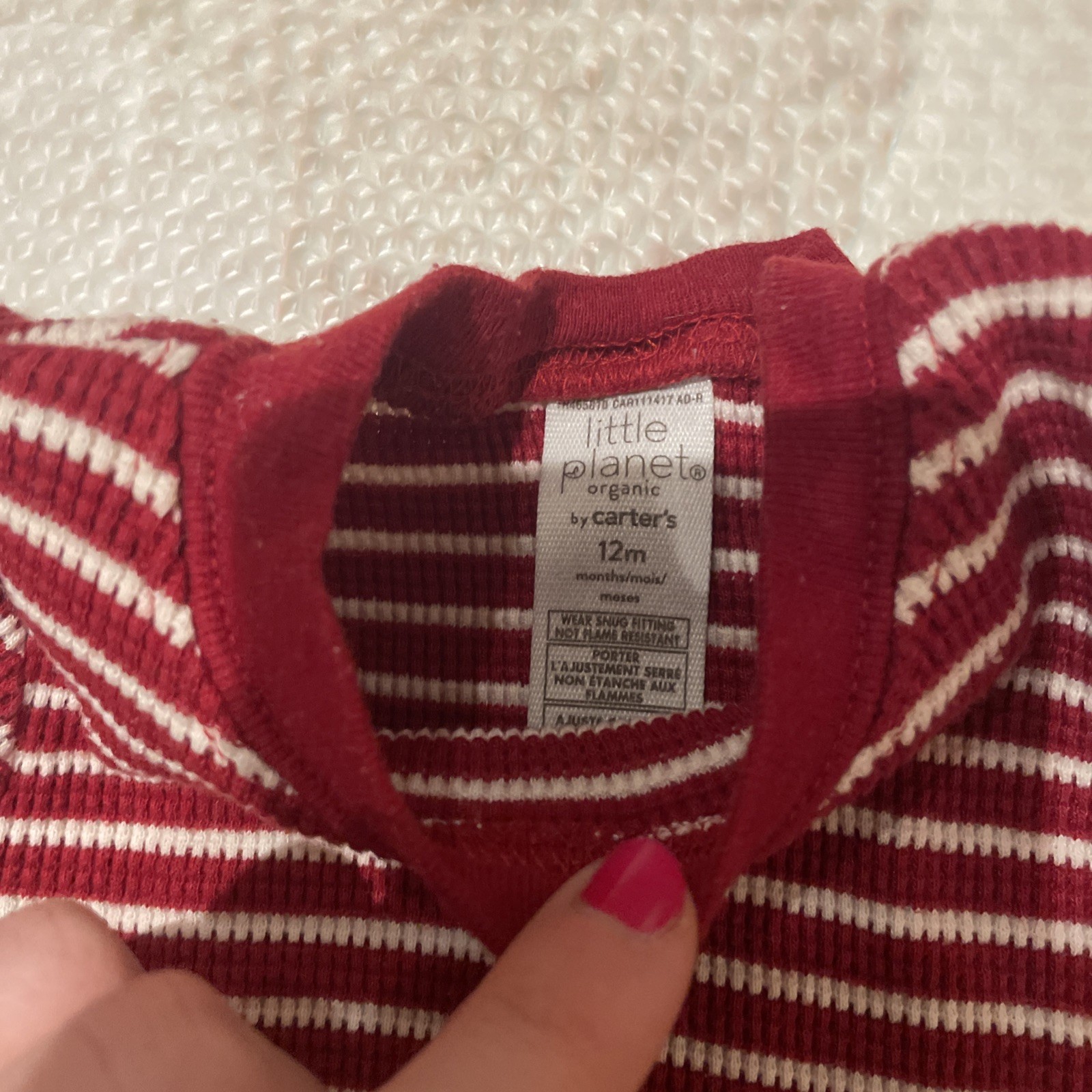 Little Planet Organic By Carter’s Size 12 Month Knit Thermal Red Stripe Set