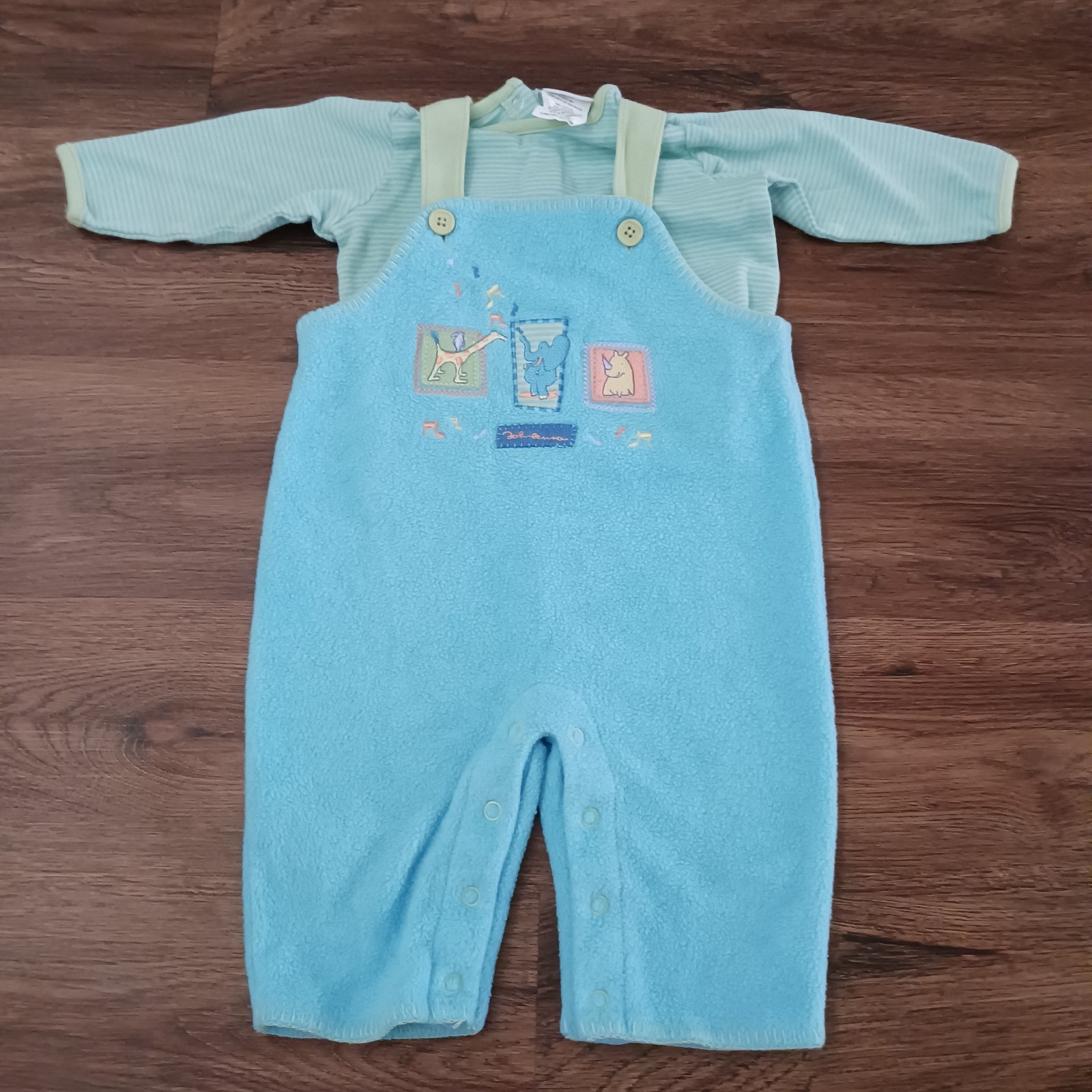 Carters John Lennon Baby Boy Fleece Overalls Elephant Rhino Giraffe Outfit 6-9