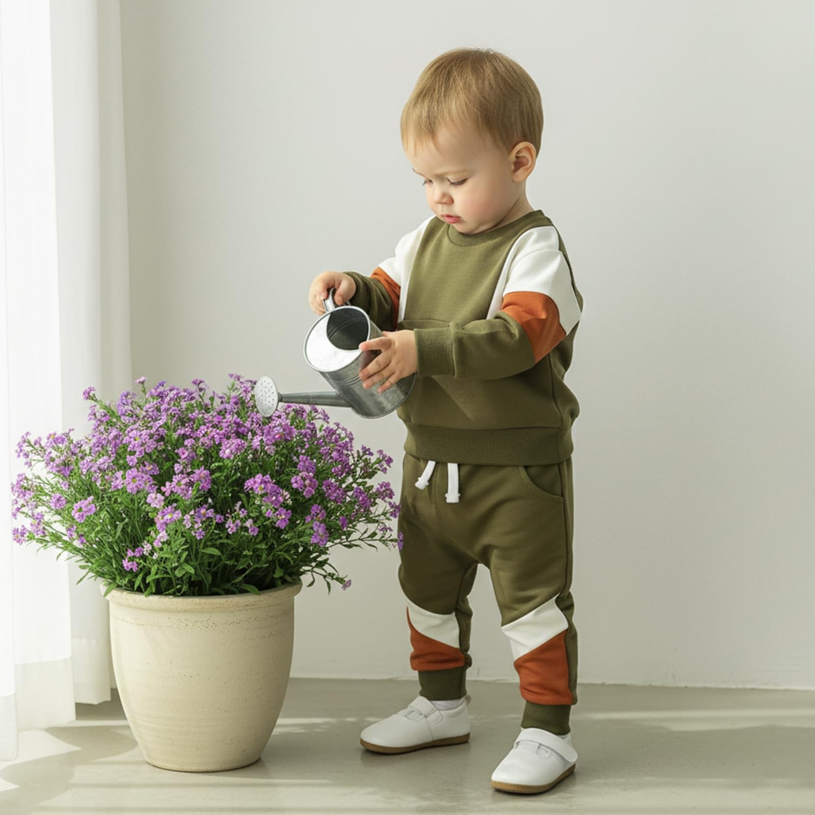 Kupretty Toddler Baby Boy Fall Winter Clothes 18-24 Months, White Army Green