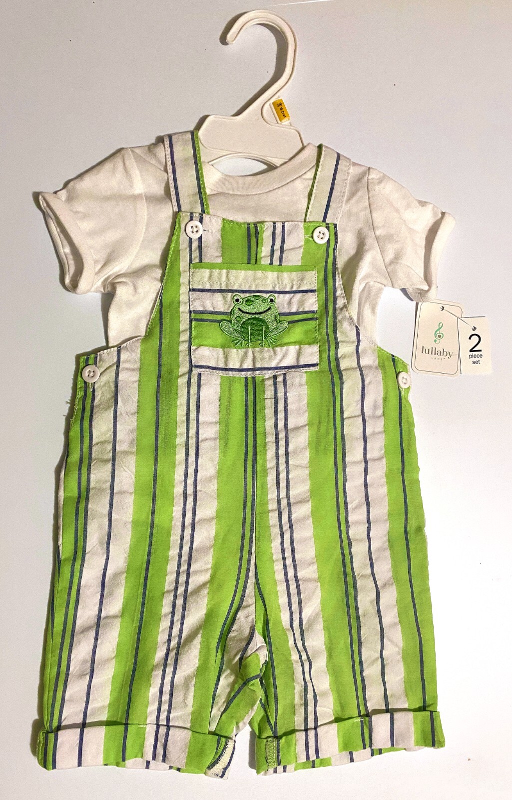 Lullaby Lane Baby Boy Overall Dress Outfit Set 2 Piece For 3-6 Month & 6-9 Month