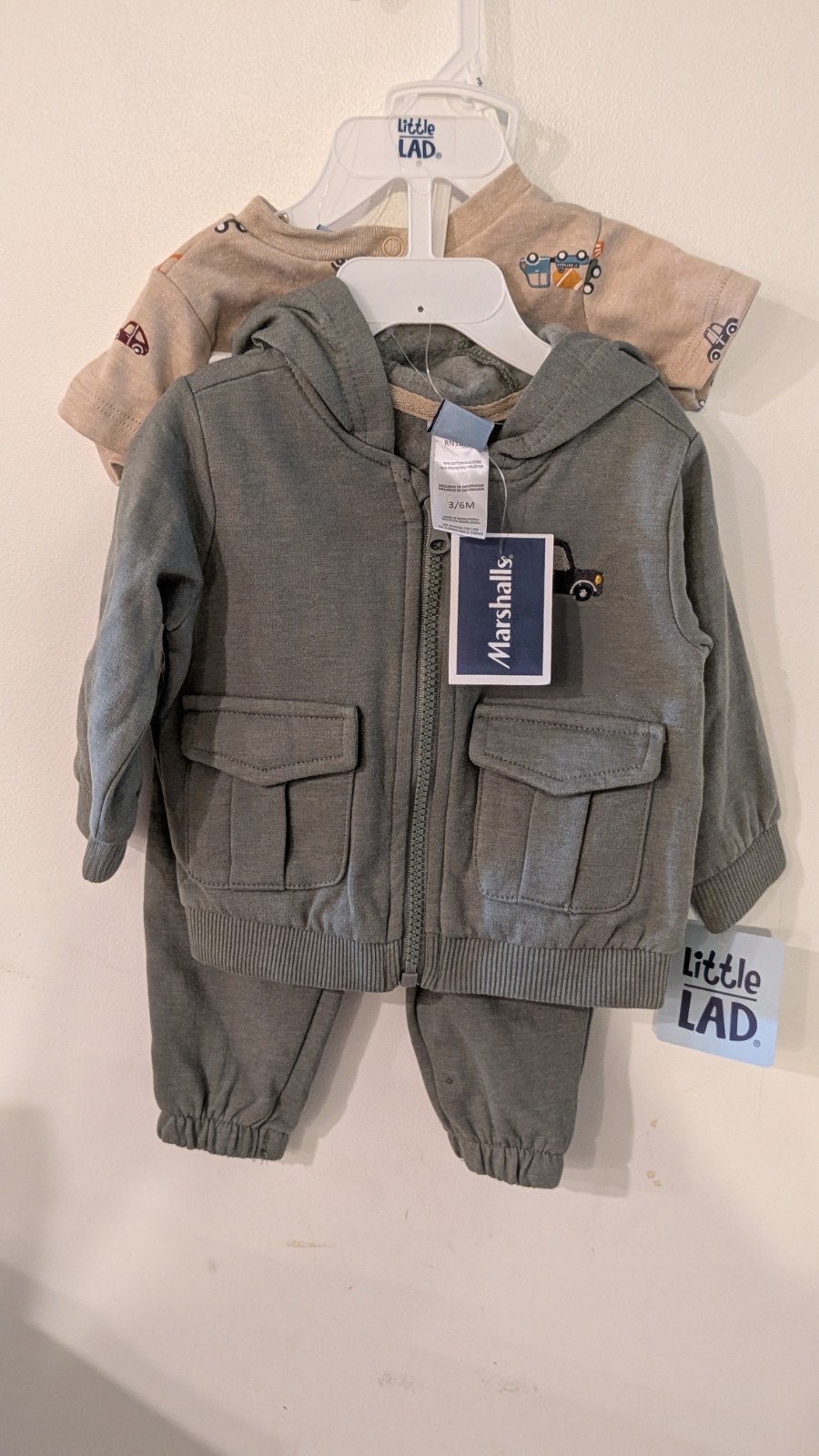 Little Lad Baby 3 Piece Outfit Set 3-6 Months Hoodie Pants Bodysuit Construction