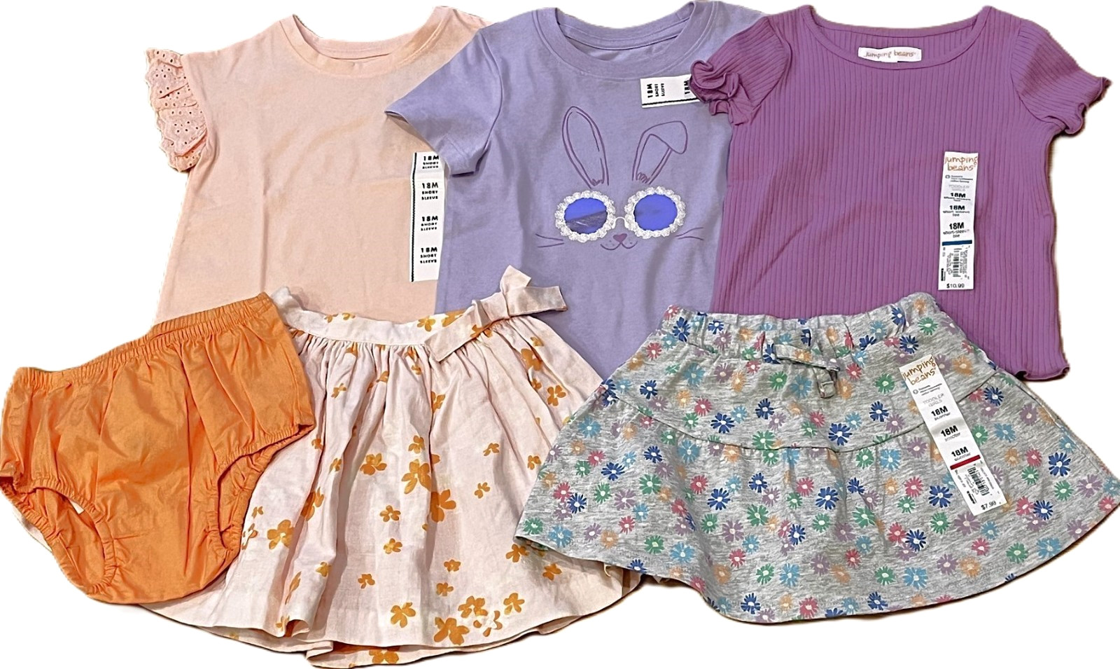 New 6 Piece Jumping Beans Cat & Jack Gap Shirts Skirt Skort Outfits 18-24 mo NWT