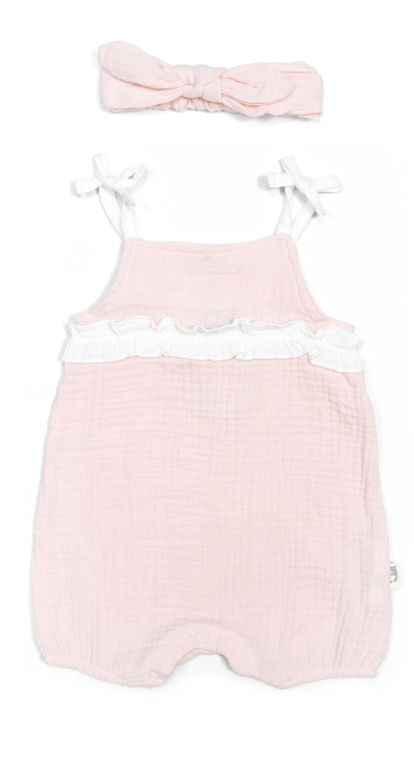 Rabbit+Bear 100% Organic Cotton 2 Piece Romper and Headband Set