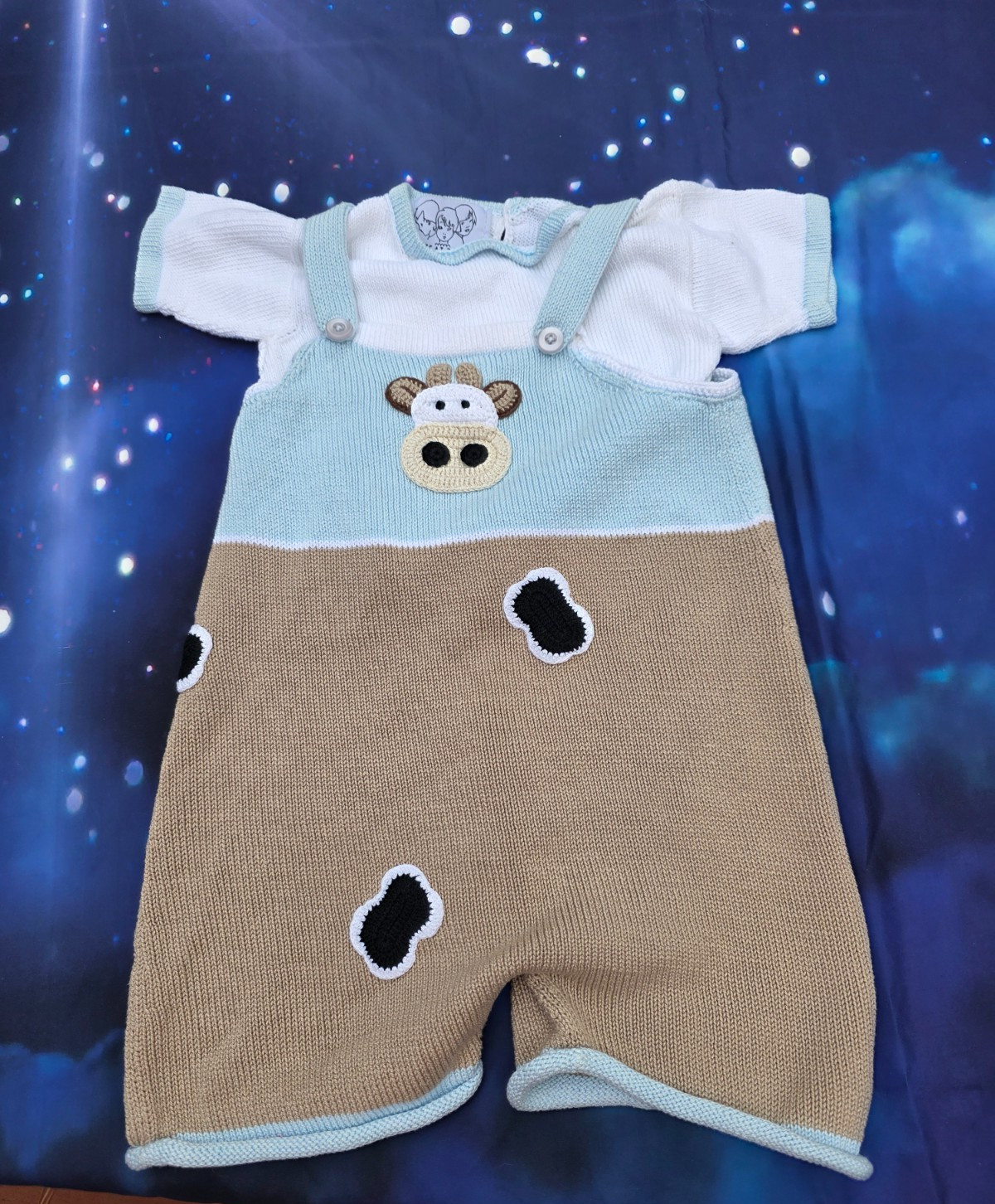 Zackali 4 Kids Cow 24M 24 mos Baby Boy Overall 2 Pc set knitted outfit