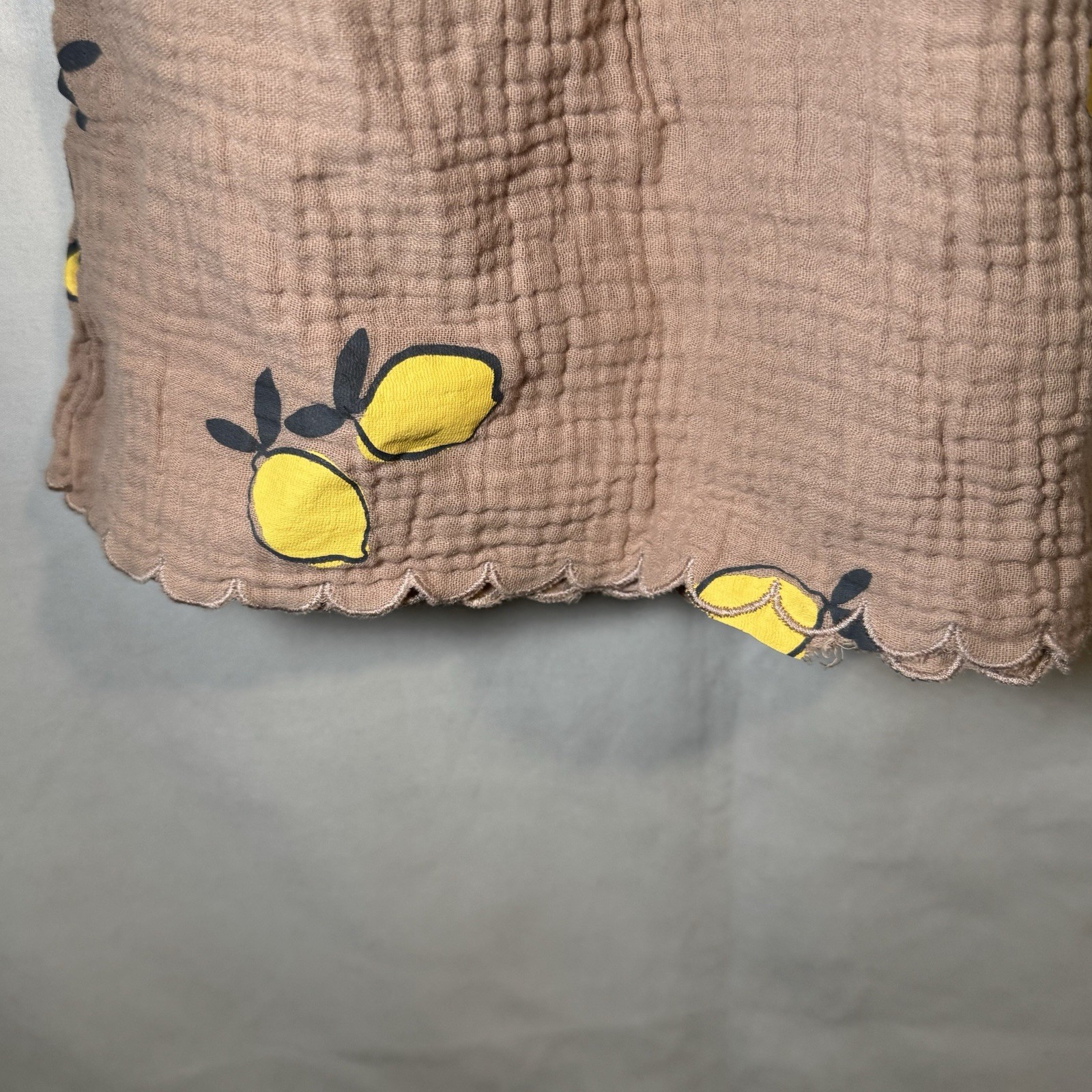 Baby Girl 2 Piece Beige Summer Set Top Bodysuit 12 M Lemon/Floral Sleeveless