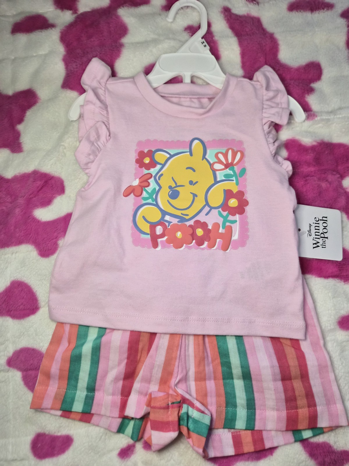 24 Months Baby Girl Winnie The Pooh Top & Shorts Outfit – New, See description