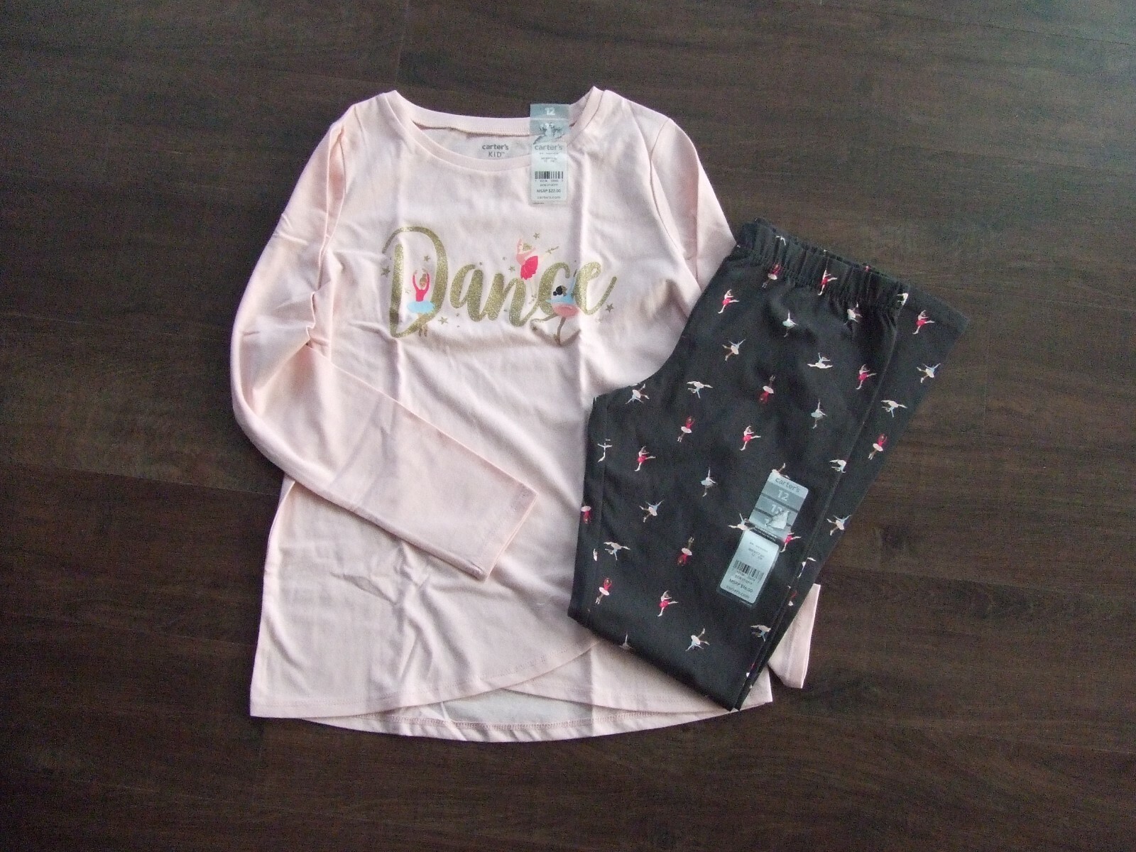 NWT Carter’s Sz 12 Pink Ballet Dance Top & Gray Ballet Leggings Girls